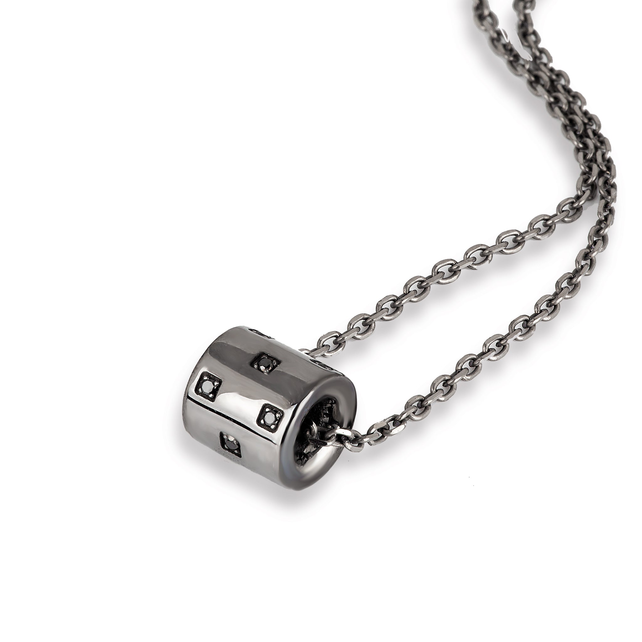 Necklace with BARILOTTO Minimal IN White gold 9 KT BRUNITOE 12 Diamonds BLACK.