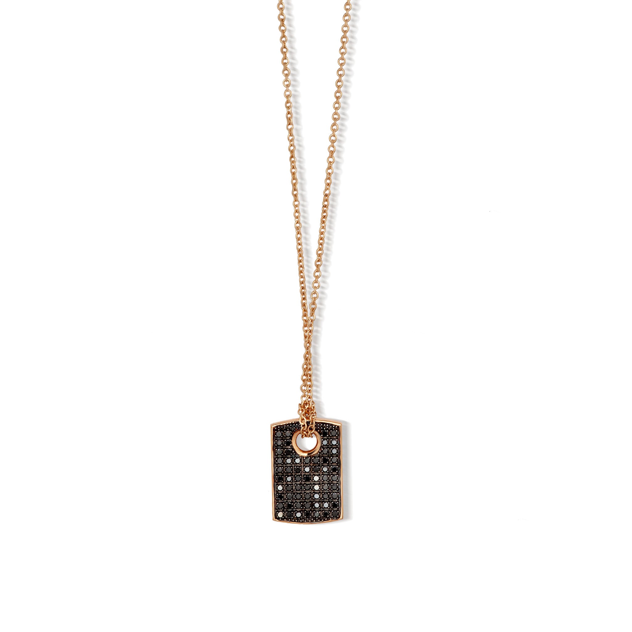 TARGHETTA ORO ROSSO 9 KT CON 61 BLACK E CATENA ORO ROSSO 9KT.