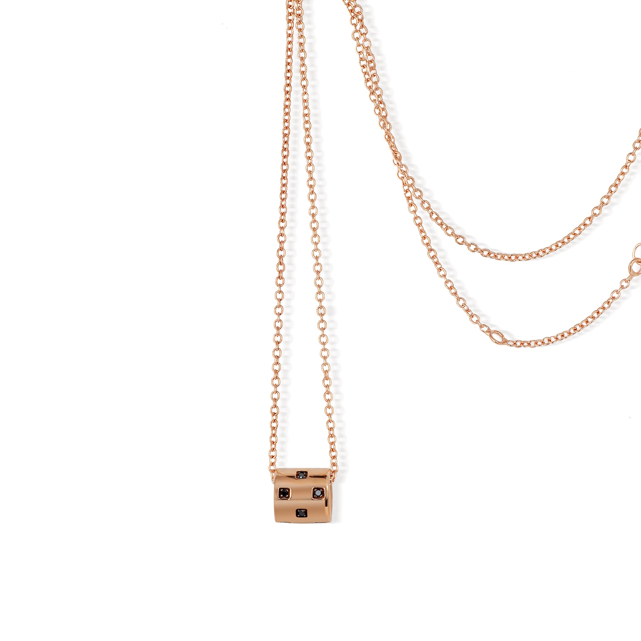 Necklace Rose gold 9 KT with BARILOTTO Minimal IN Rose gold 9 KT and 12 Diamonds BLACK.