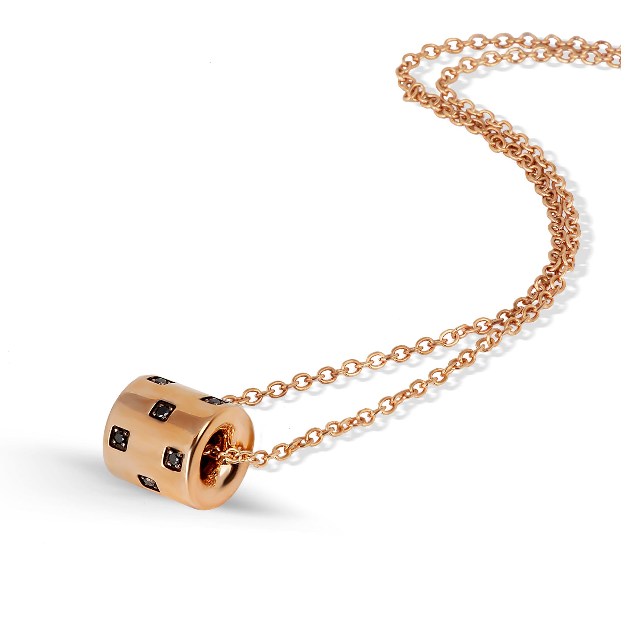 Necklace Rose gold 9 KT with BARILOTTO Minimal IN Rose gold 9 KT and 12 Diamonds BLACK.
