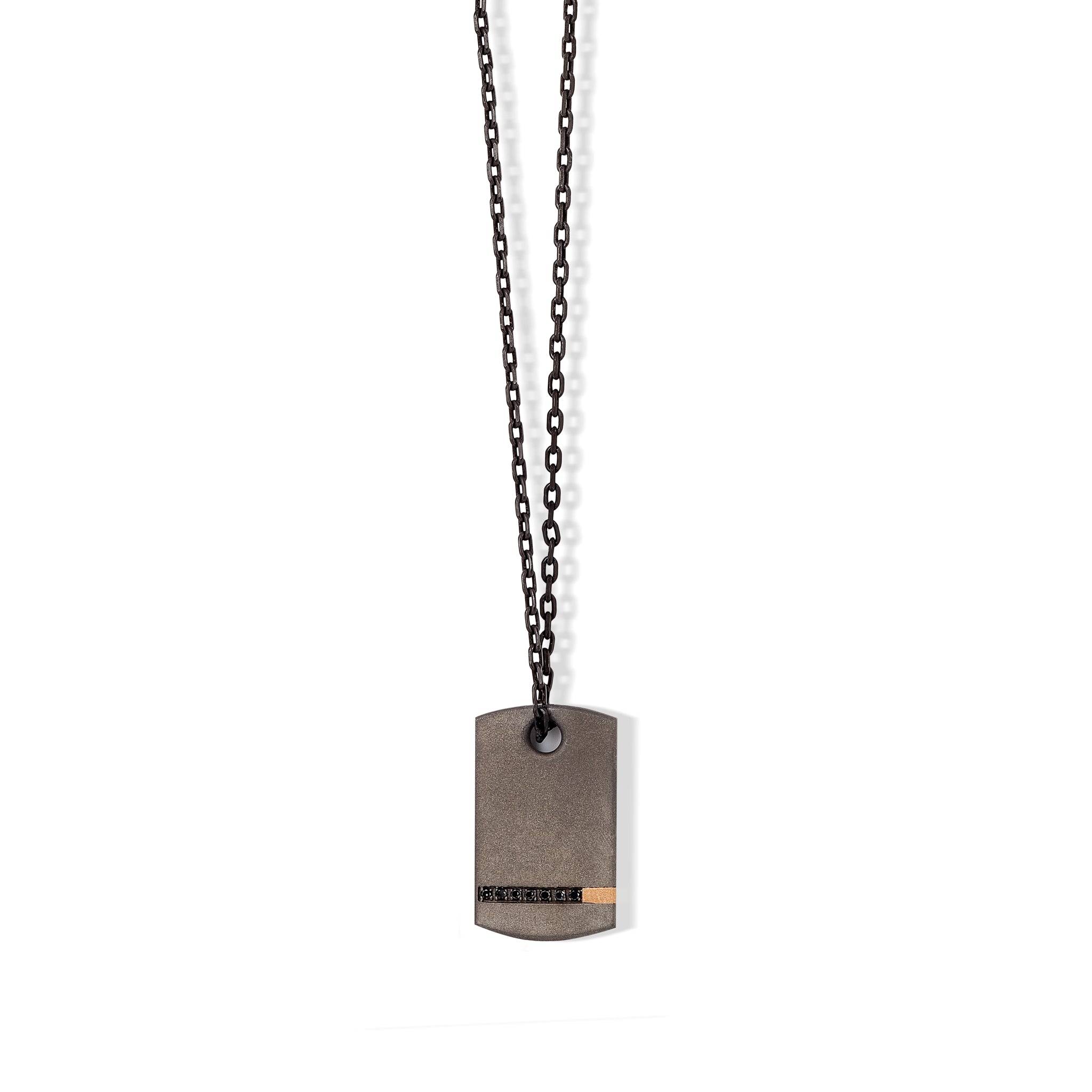 Necklace with TARGHETTA IN Titanium, Rose gold 18KT and Diamonds BLACK