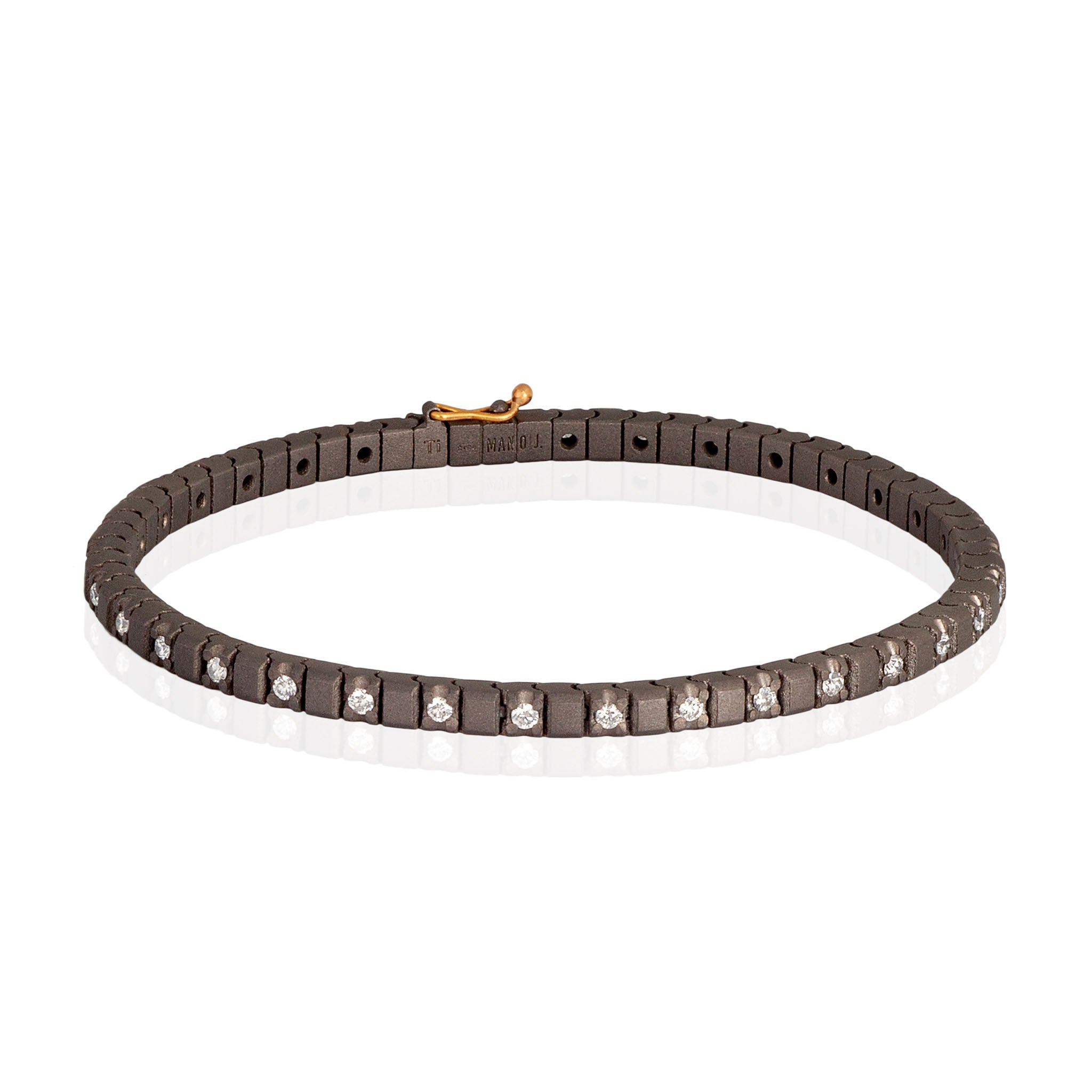 BRACCIALE TENNIS CLASSICO IN TITANIO, ORO ROSSO 18 KT E DIAMANTI WHITE DA 3 PUNTI ALTERNATI