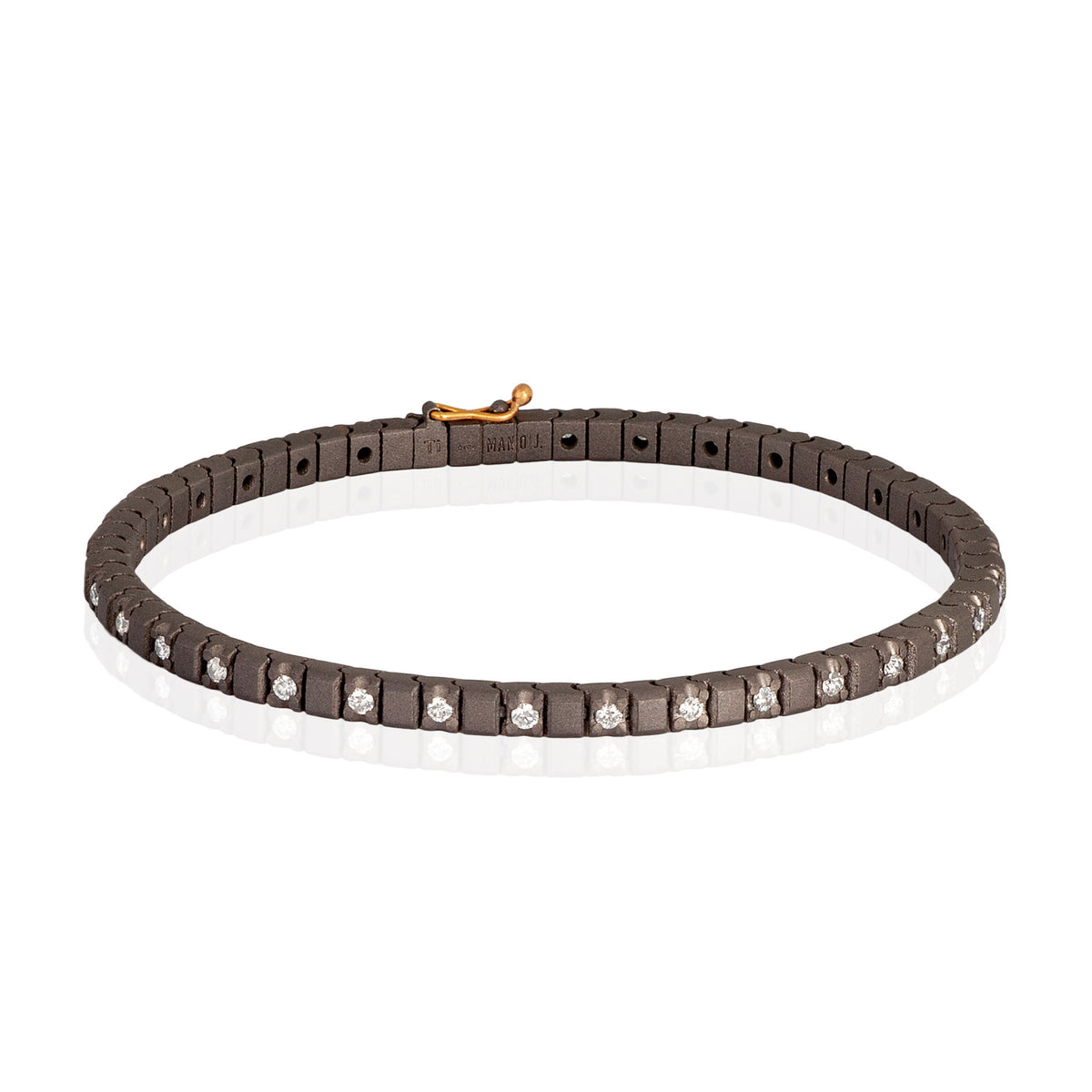 BRACCIALE TENNIS CLASSICO IN TITANIO, ORO ROSSO 18 KT E DIAMANTI WHITE DA 3 PUNTI ALTERNATI