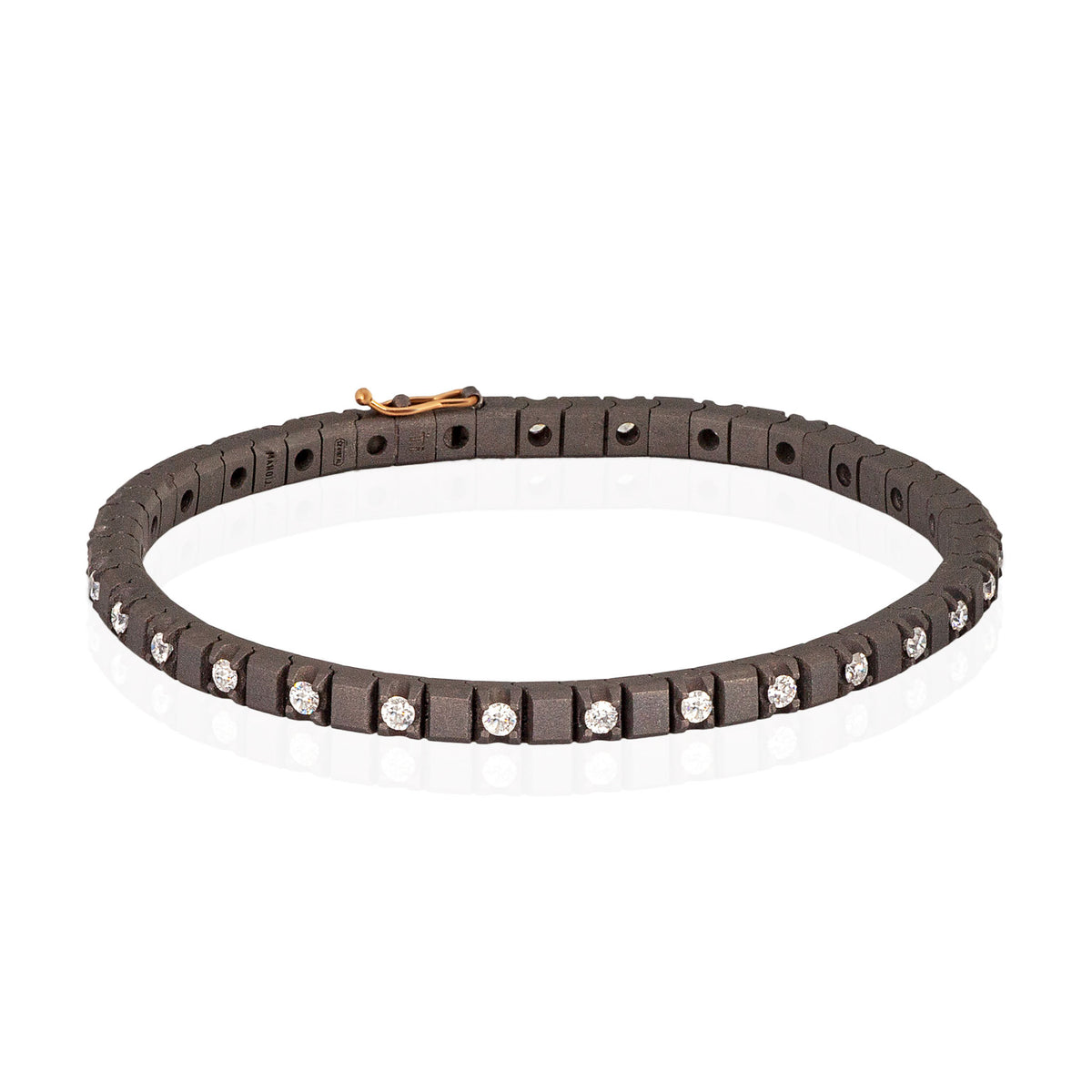 BRACCIALE TENNIS CLASSICO IN TITANIO, ORO ROSSO 18 KT E DIAMANTI WHITE DA 5 PUNTI ALTERNATI