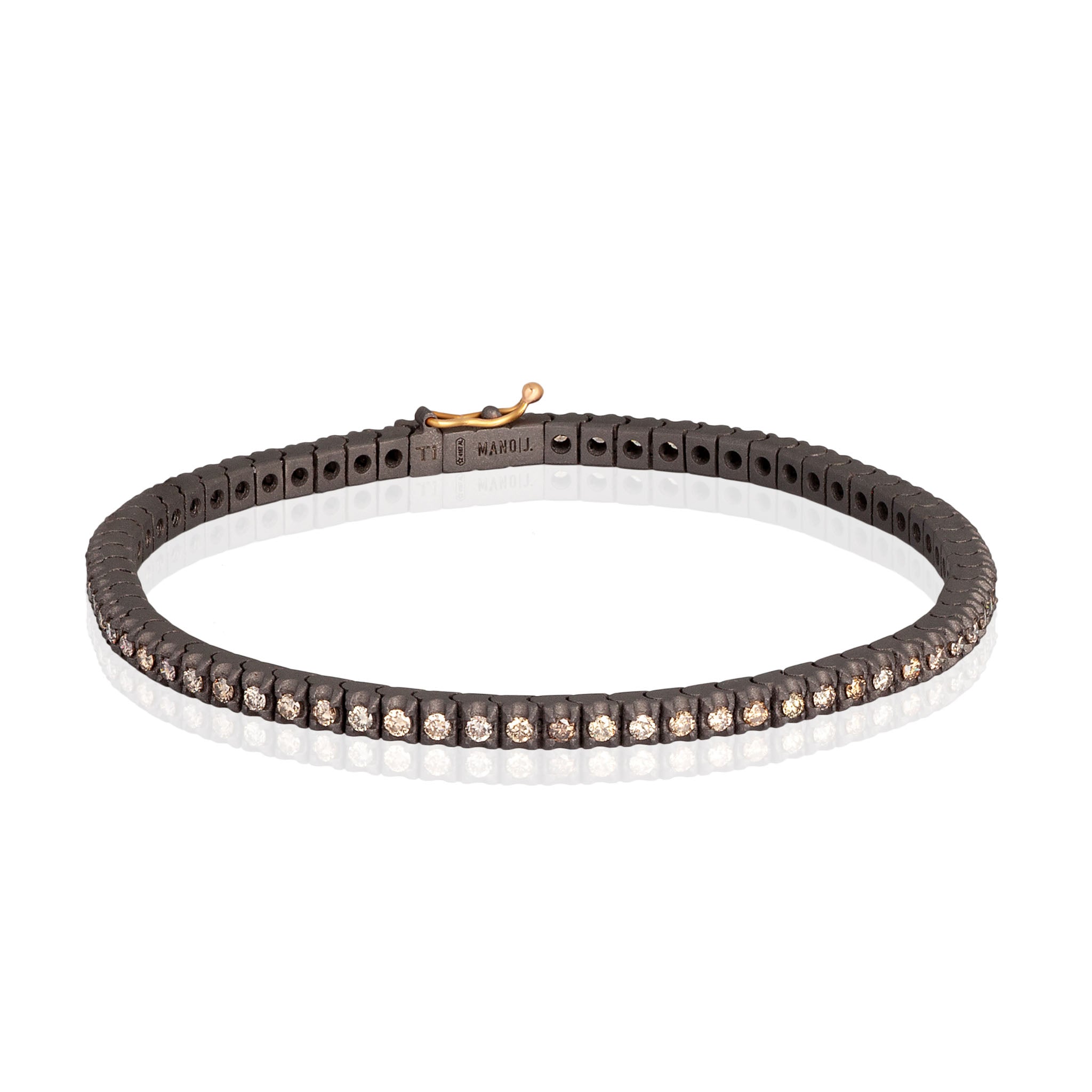 BRACCIALE TENNIS CLASSICO IN TITANIO, ORO ROSSO 18 KT E DIAMANTI BROWN DA 3 PUNTI