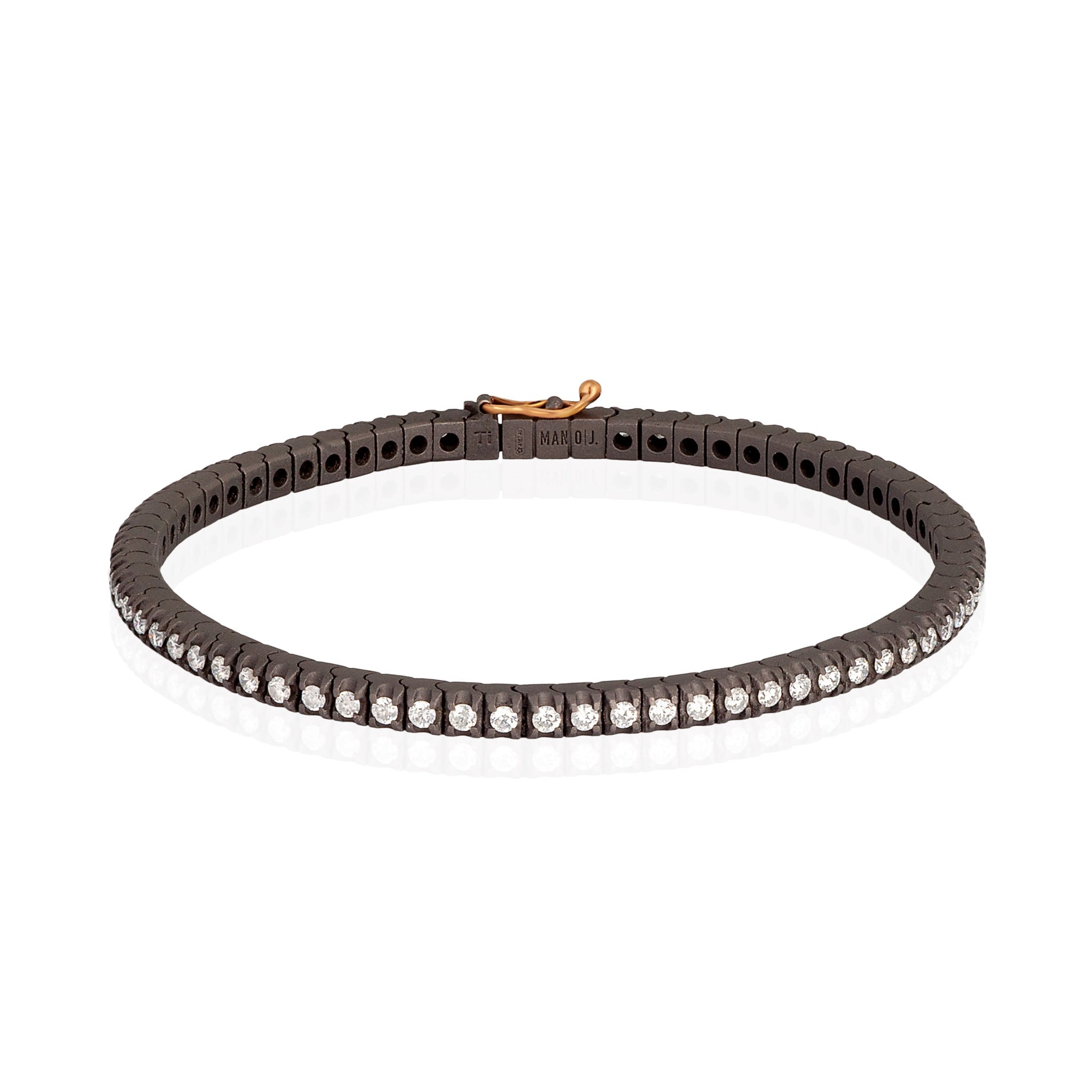 BRACCIALE TENNIS CLASSICO IN TITANIO, ORO ROSSO 18 KT E DIAMANTI WHITE DA 3 PUNTI