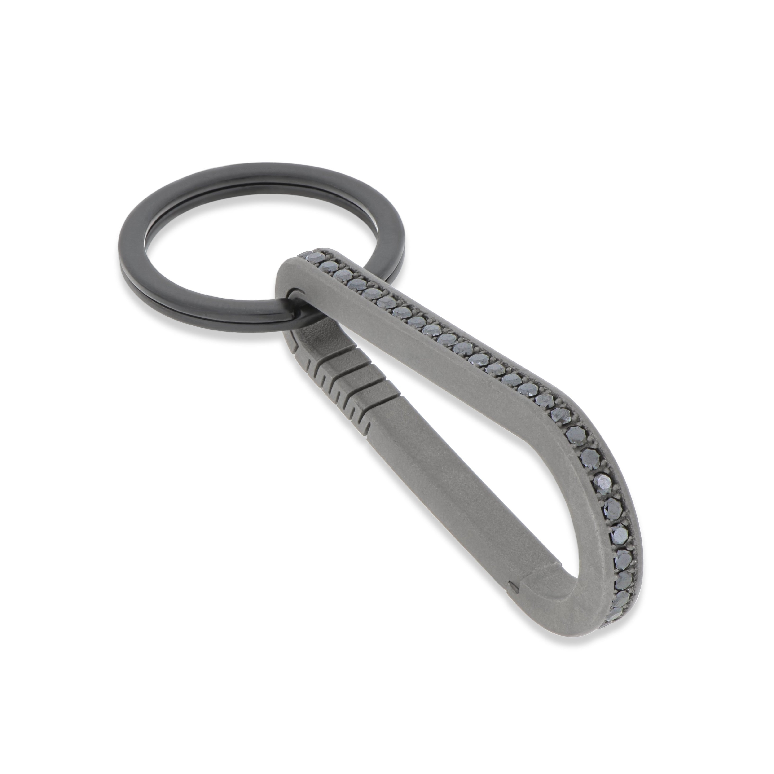 Keychains MOSCHETTONE IN Titanium TUTTO INCASSATO with Diamonds BLACK by 3 PUNTI