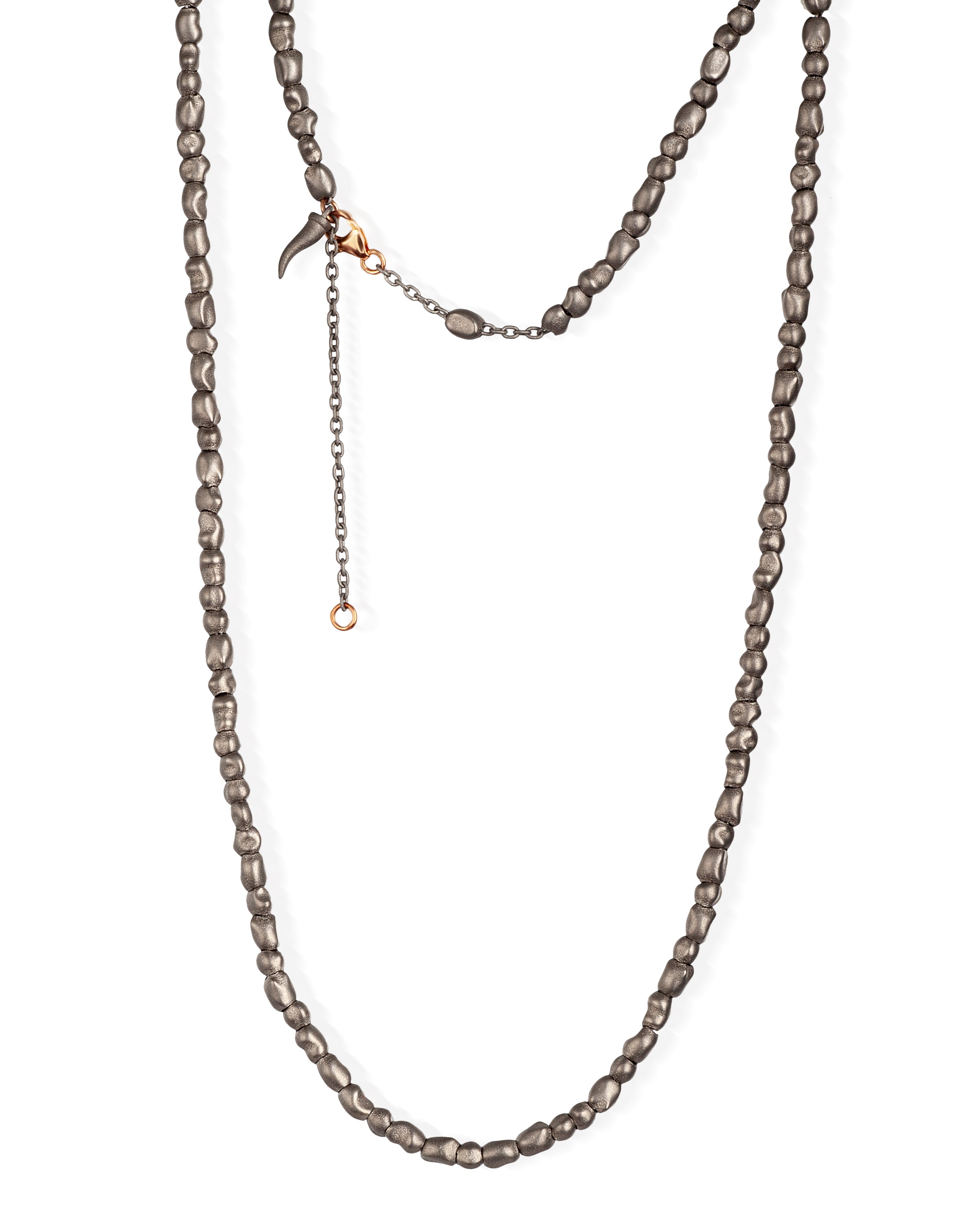COLLANA UOMO CON SASSI IN TITANIO E CHIUSURA IN ORO ROSSO 9 KT