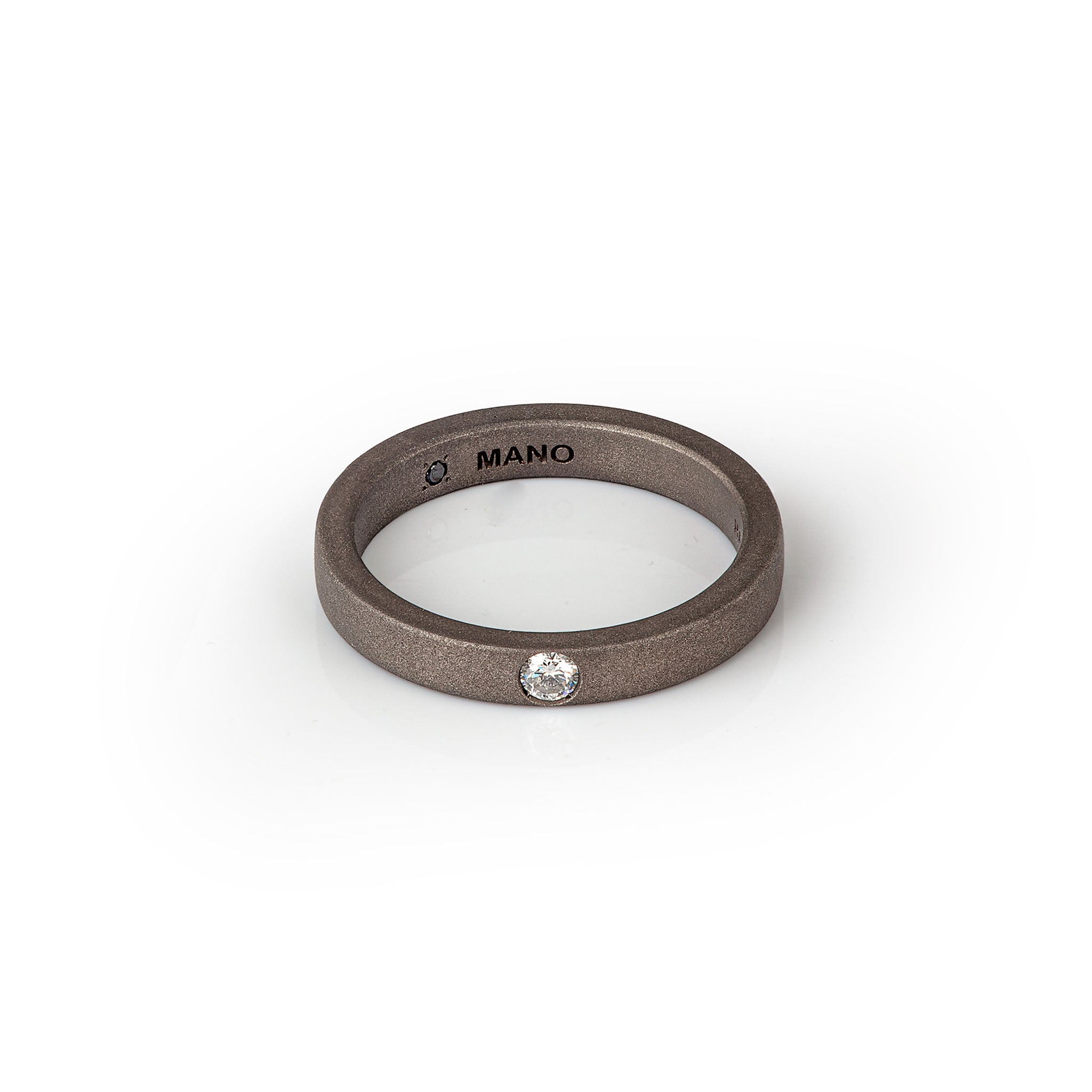 Solitaire ring UOMO VERETTA PIATTA IN Titanium with Diamond WHITE by 10 PUNTI