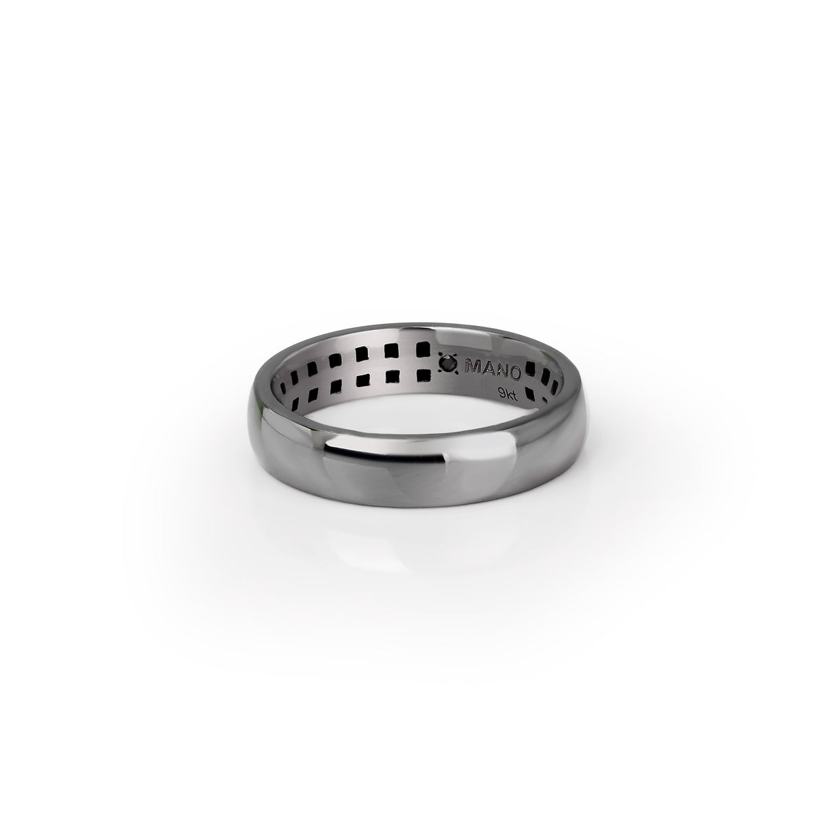 ANELLO UOMO SOLITARIO IN ORO BIANCO 9 KT BRUNITO CON DIAMANTE BLACK