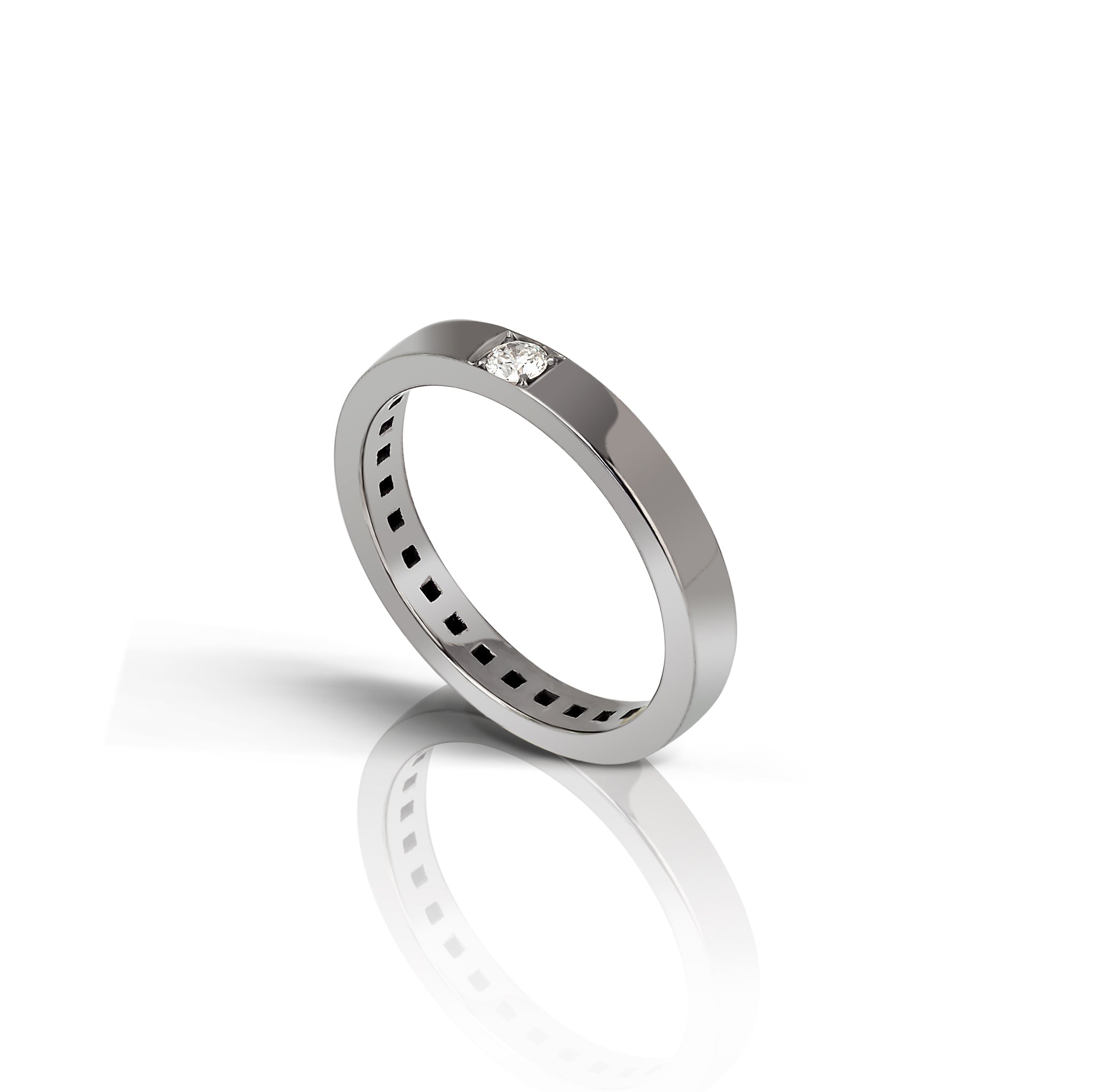 SOLITAIRE 9KT OR BLANC BRUNI AVEC DIAMANT BLANC