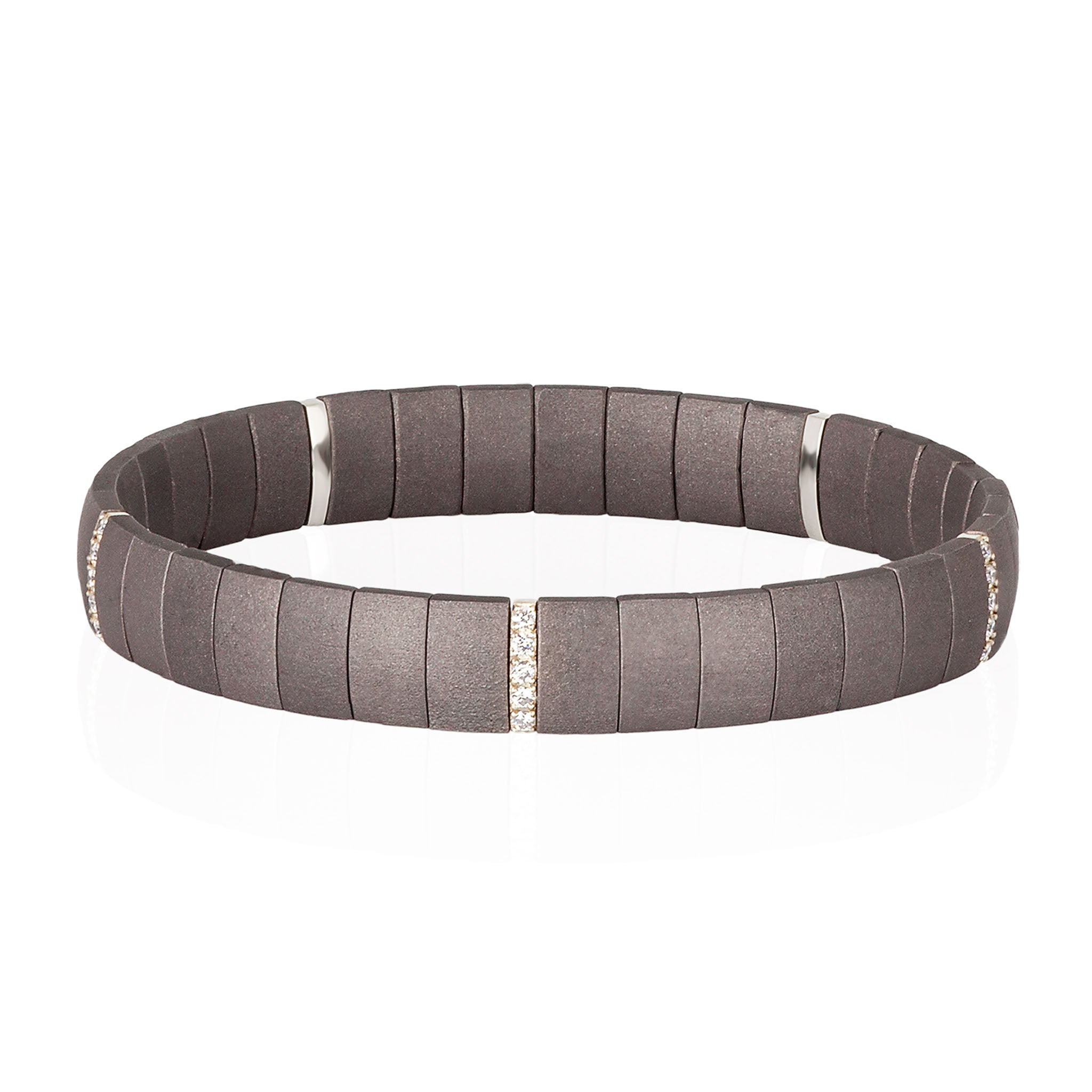 Bracelet IN Titanium A DOPPIA MOLLA with 5 MODULI IN White gold 9 KT and Diamonds WHITE