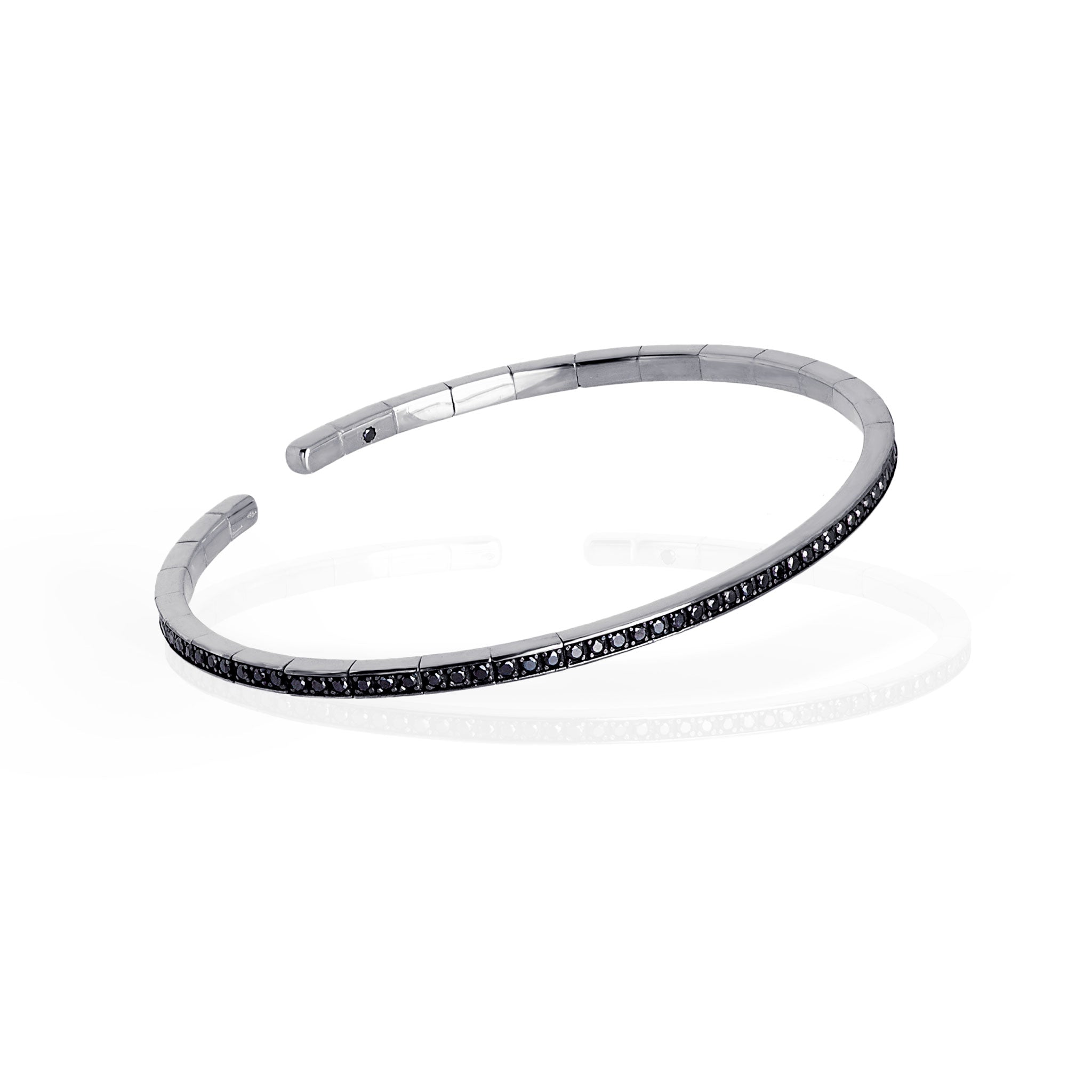 BRACCIALE UOMO A MOLLA IN ORO BIANCO 18KT TUTTO INCASSATO CON DIAMANTI BLACK