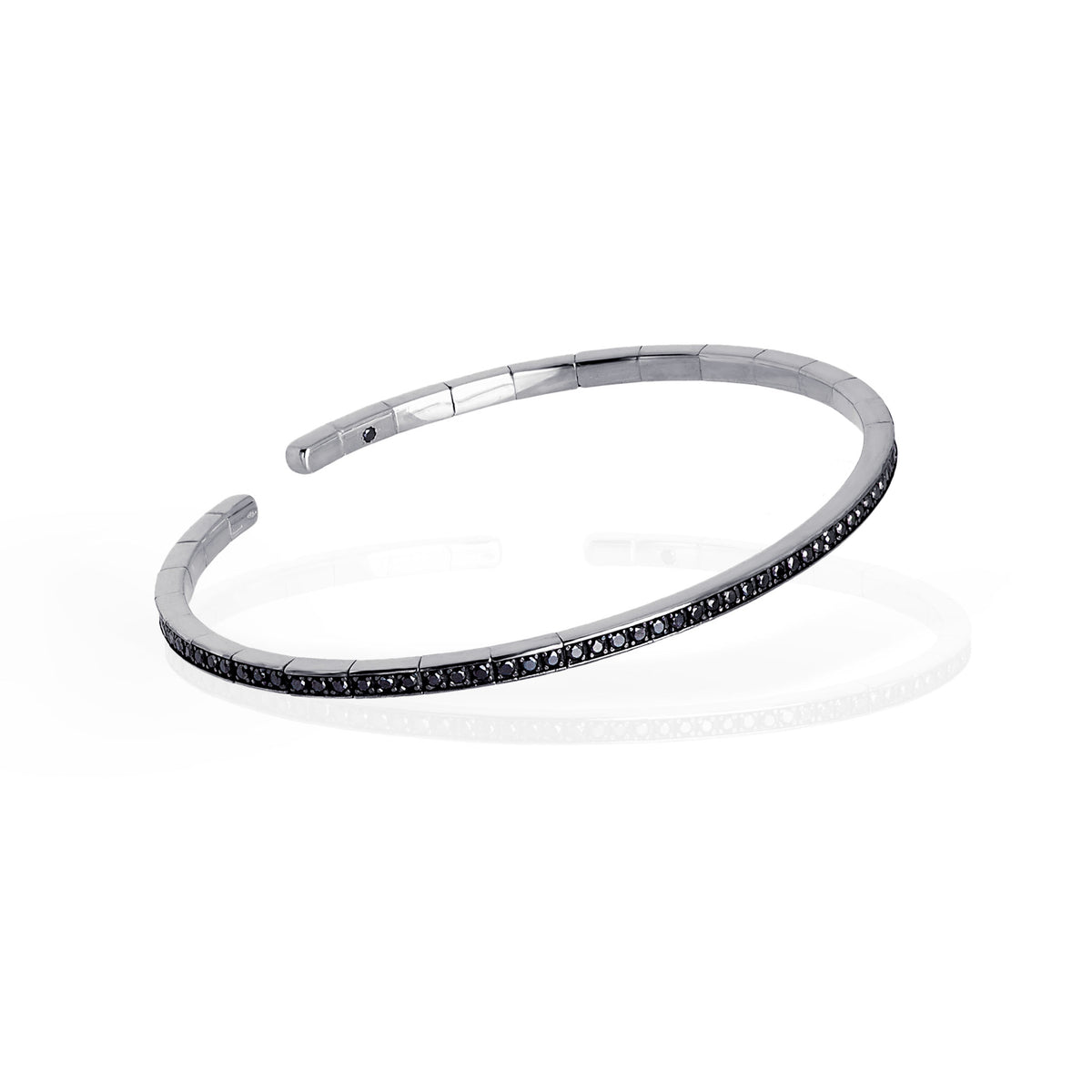 BRACCIALE UOMO A MOLLA IN ORO BIANCO 18KT TUTTO INCASSATO CON DIAMANTI BLACK