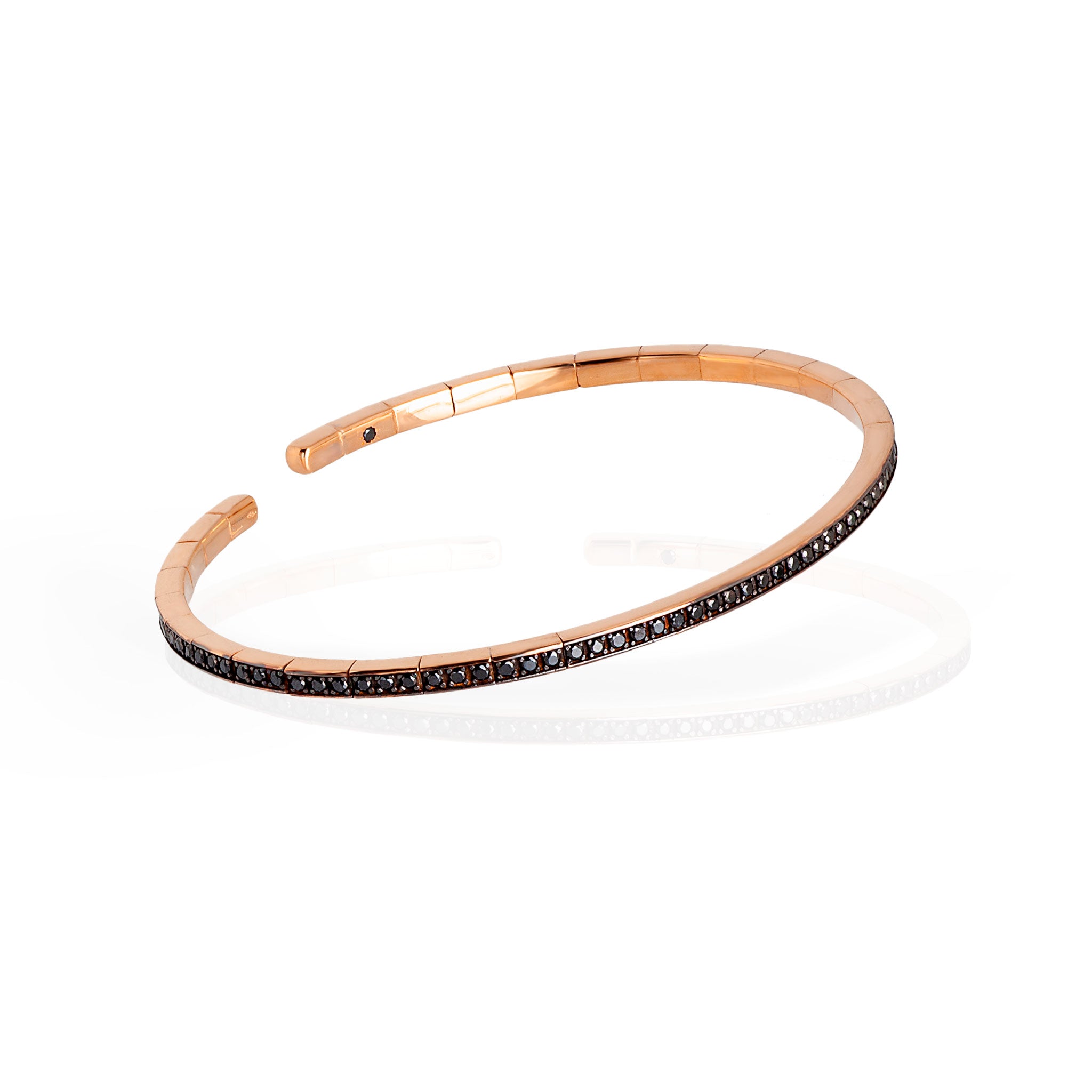 BRACCIALEA UOMO A MOLLA IN ORO ROSSO 18KT TUTTO INCASSATO CON DIAMANTI BLACK
