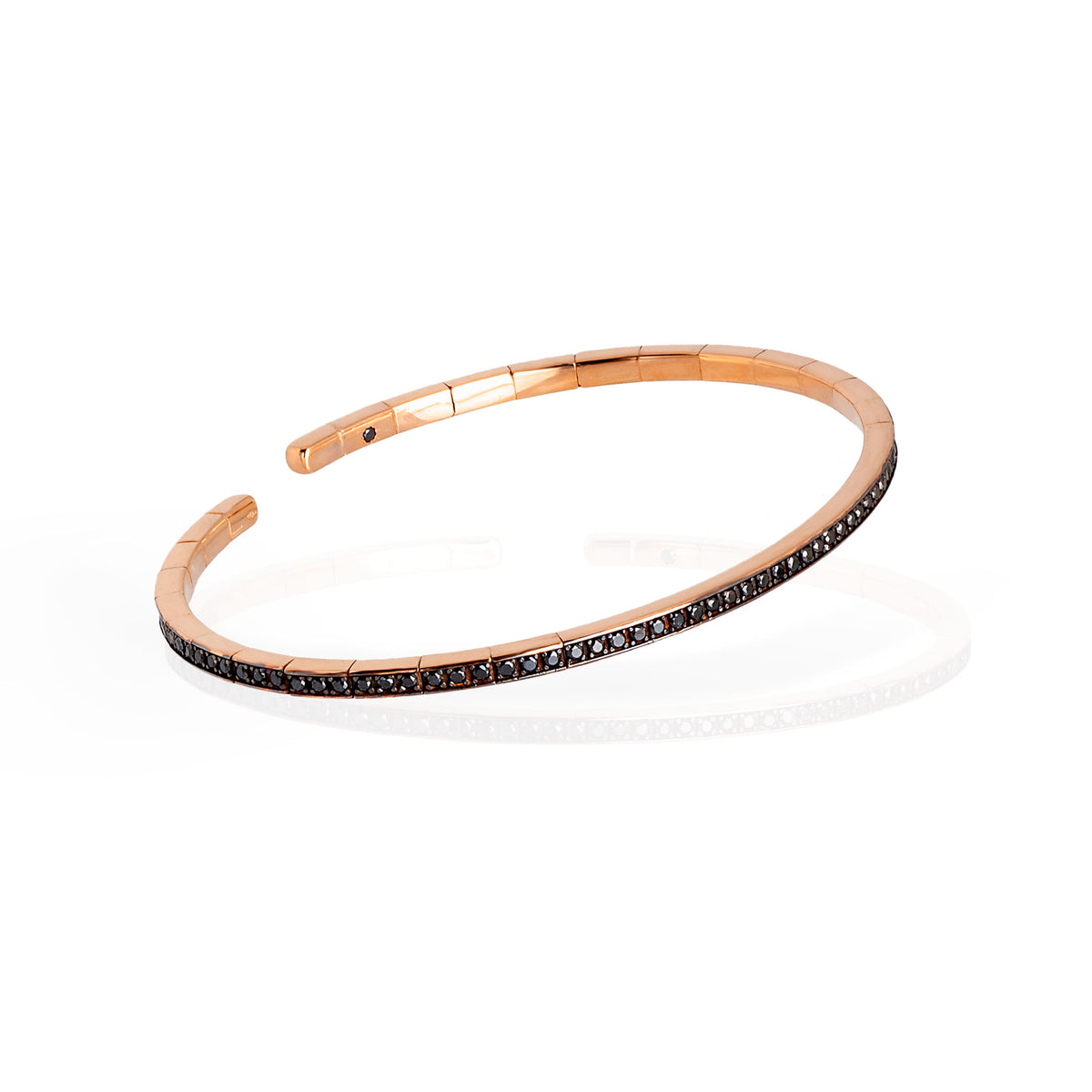 BRACCIALEA UOMO A MOLLA IN ORO ROSSO 18KT TUTTO INCASSATO CON DIAMANTI BLACK