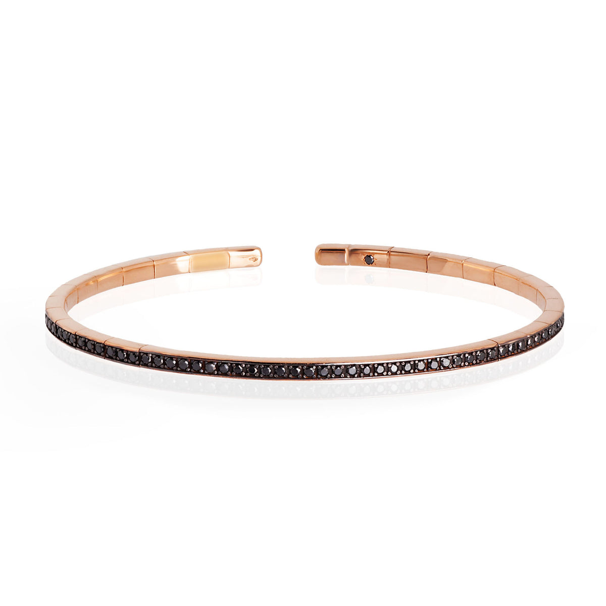 BRACCIALEA UOMO A MOLLA IN ORO ROSSO 18KT TUTTO INCASSATO CON DIAMANTI BLACK