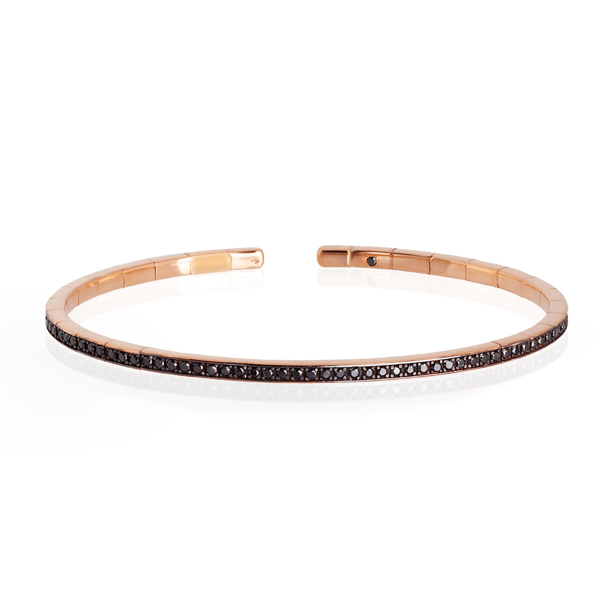 BRACCIALEA UOMO A MOLLA IN ORO ROSSO 18KT TUTTO INCASSATO CON DIAMANTI BLACK