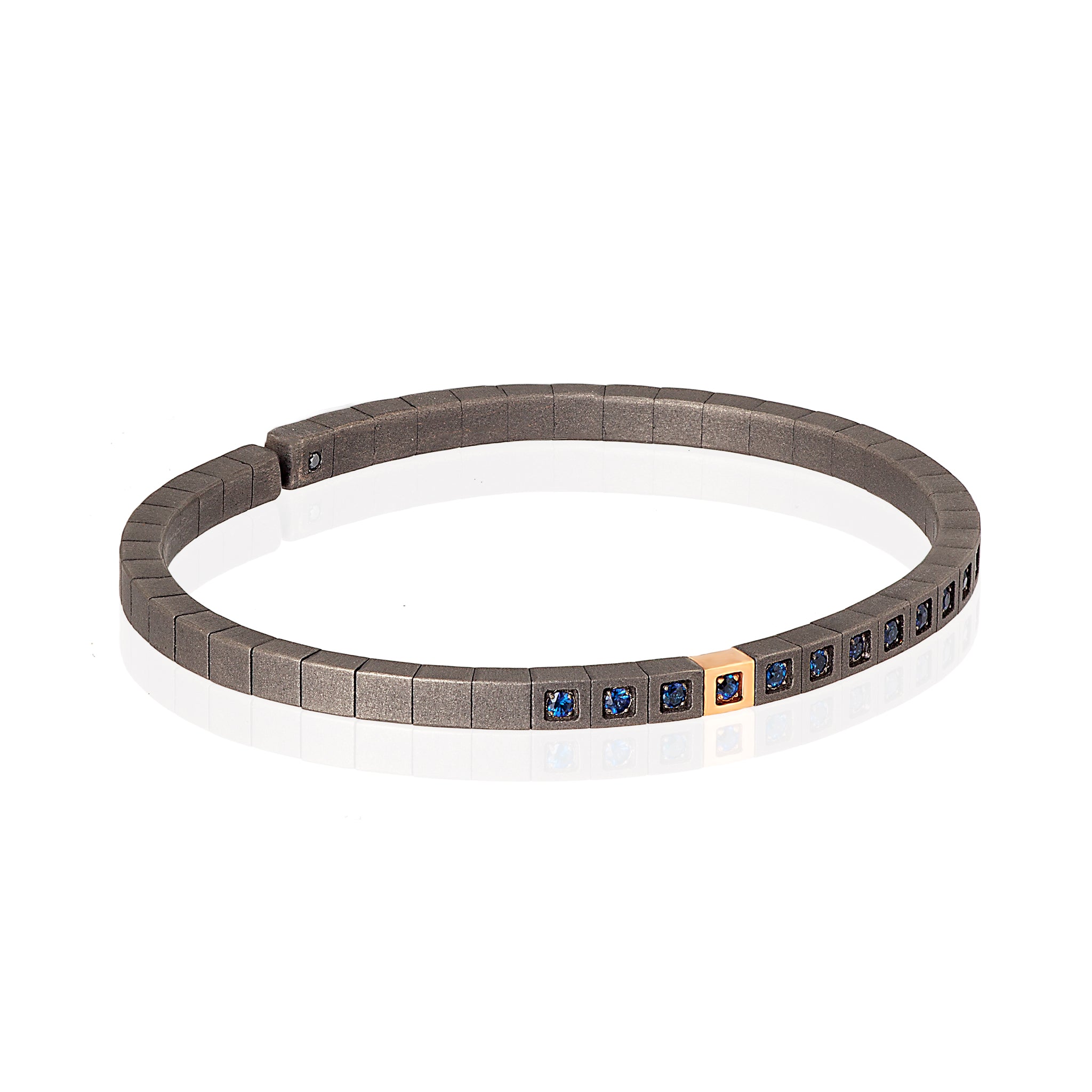 Bracelet UOMO IN Titanium, Rose gold 9 KT and ZAFFIRI BLU.