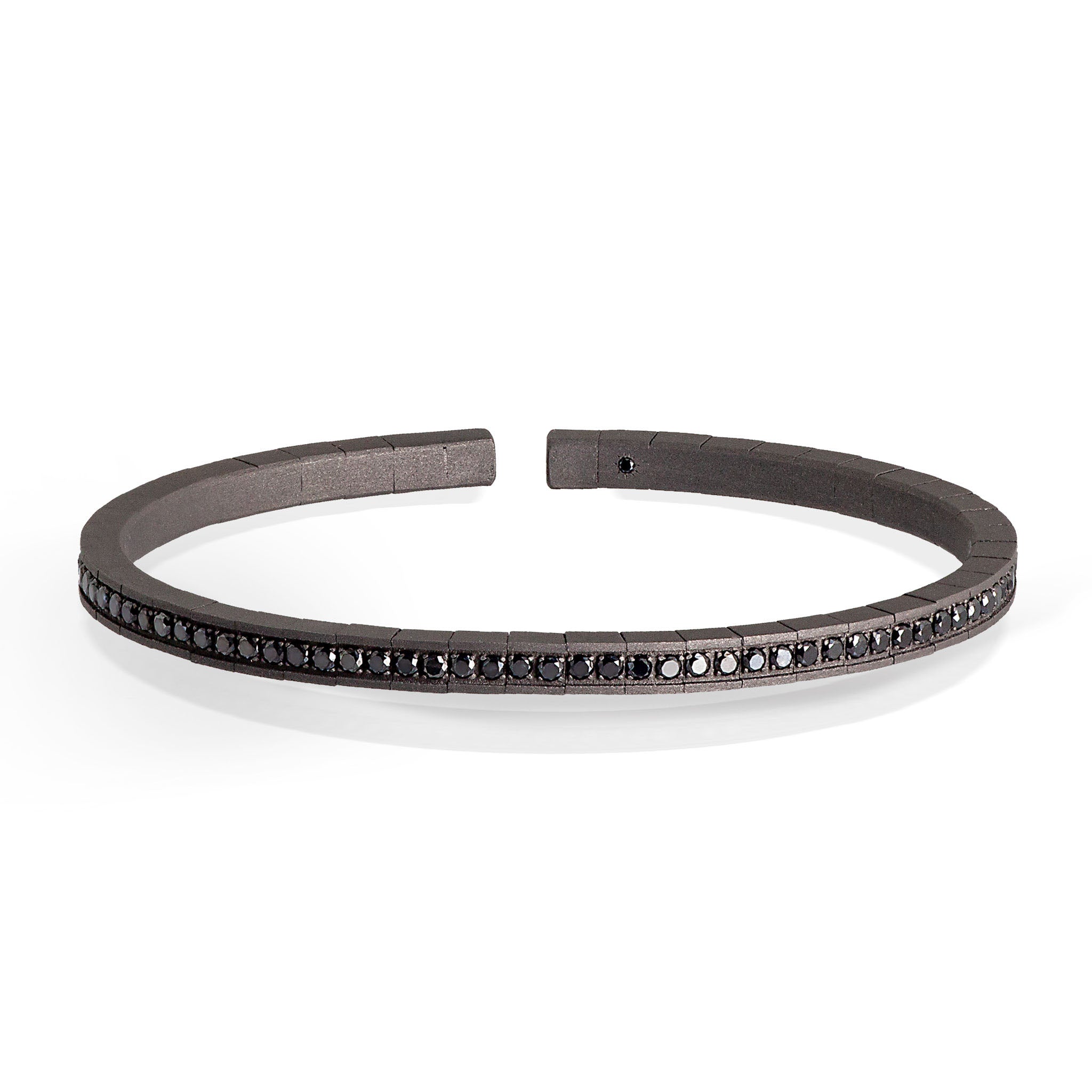 Bracelet UOMO A MOLLA BIG IN Titanium TUTTO INCASSATO with Diamonds BLACK