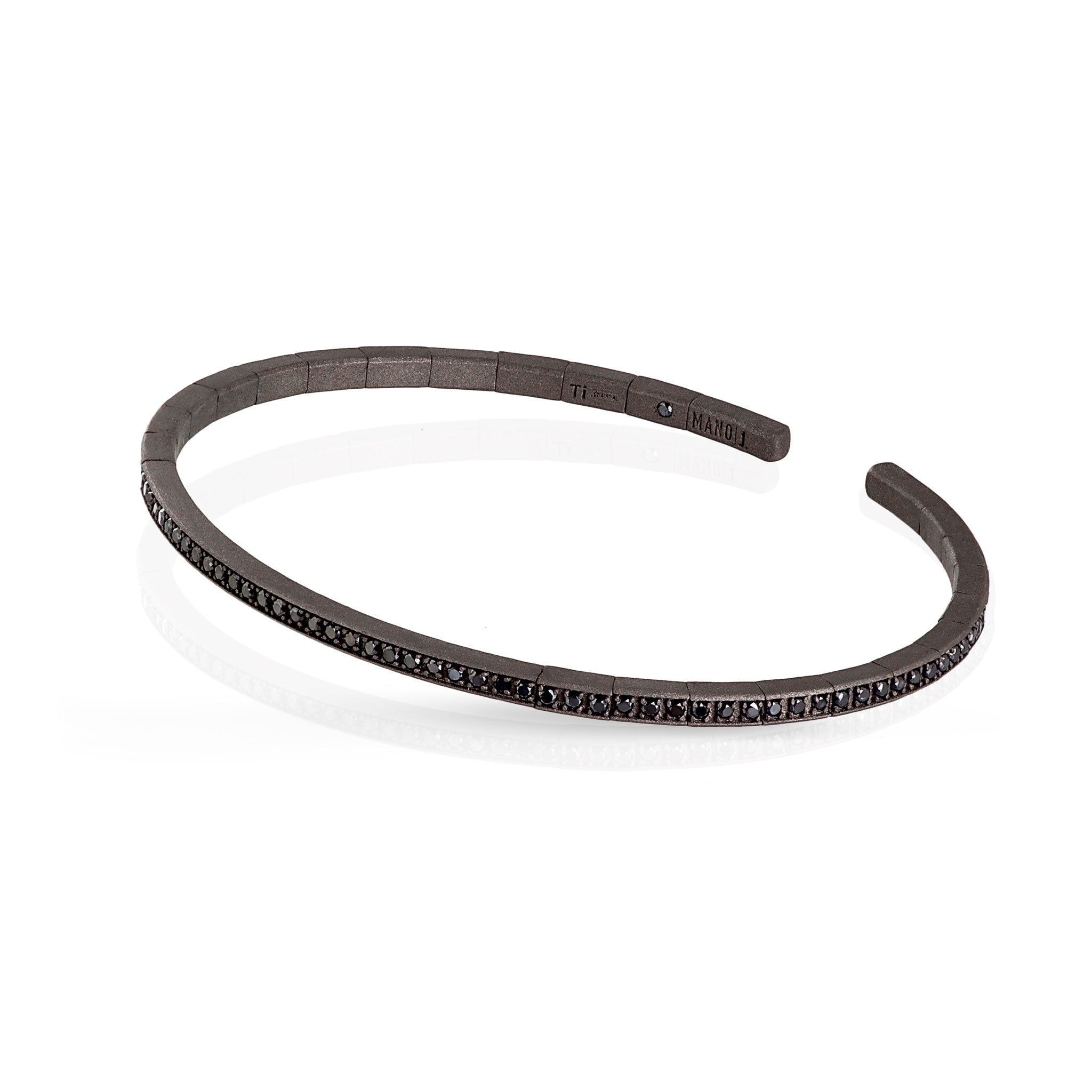 Bracelet UOMO A MOLLA IN Titanium TUTTO INCASSATO with 99 BLACK