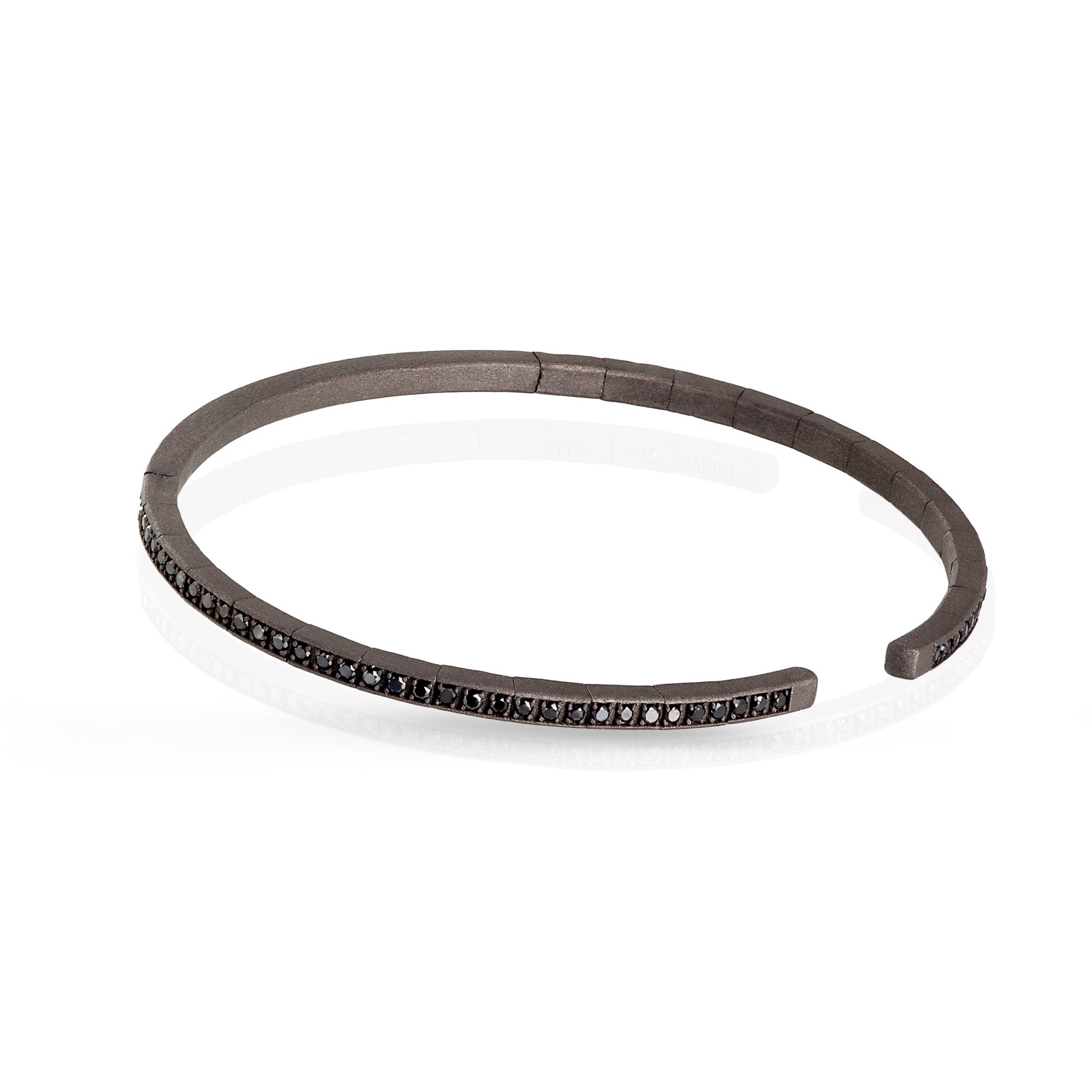 BRACELET HOMME À RESSORT EN TITANE ENTIÈREMENT SERTI DE 99 NOIRS