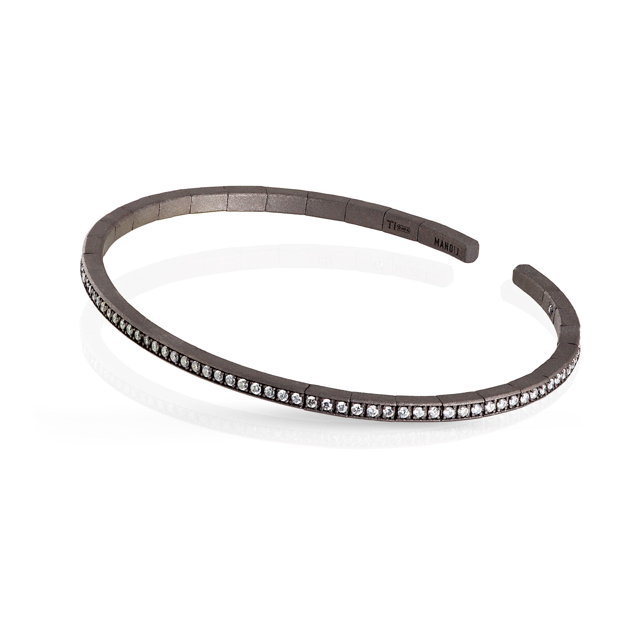Bracelet UOMO A MOLLA IN Titanium TUTTO INCASSATO with 99 Diamonds WHITE