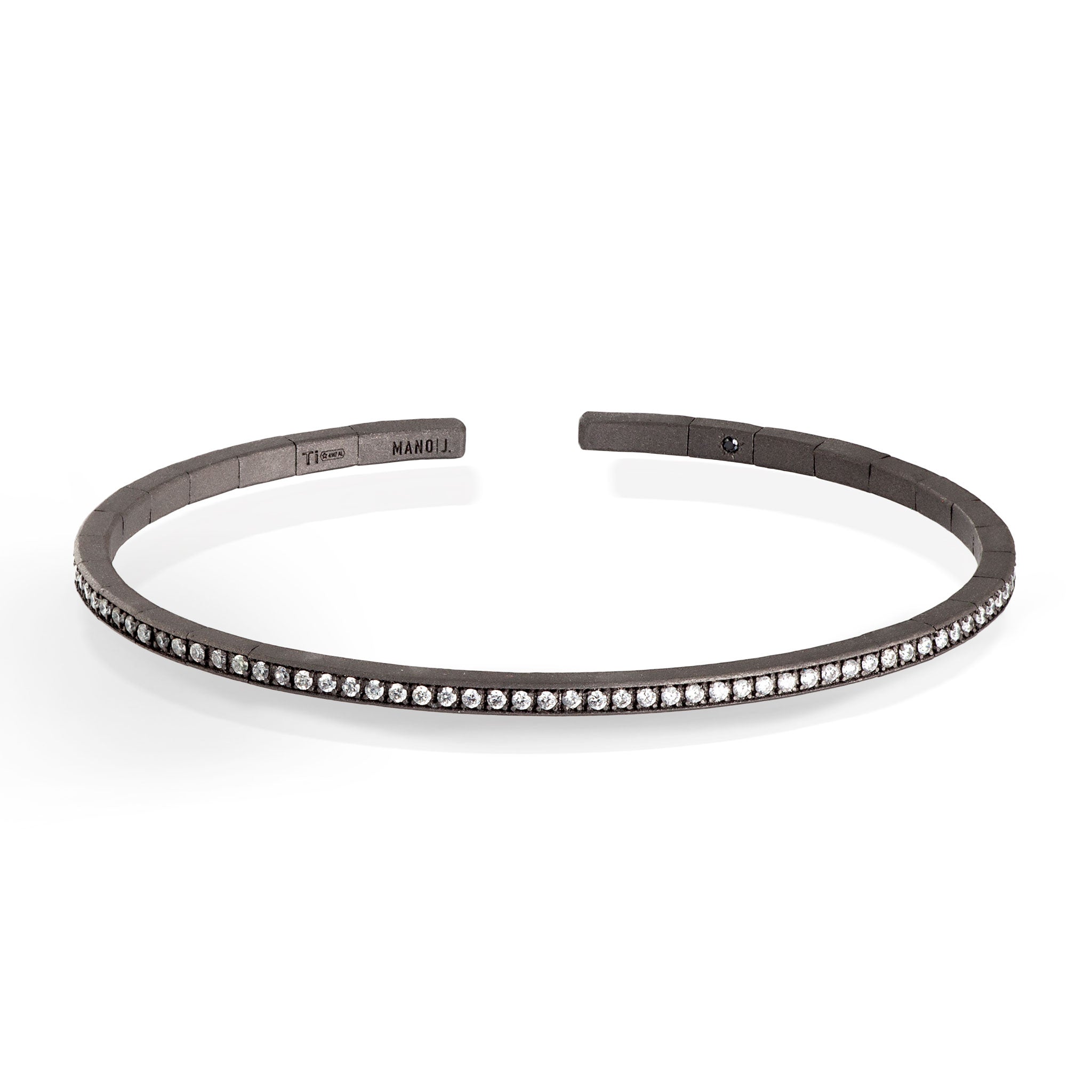 Bracelet UOMO A MOLLA IN Titanium TUTTO INCASSATO with 99 Diamonds WHITE