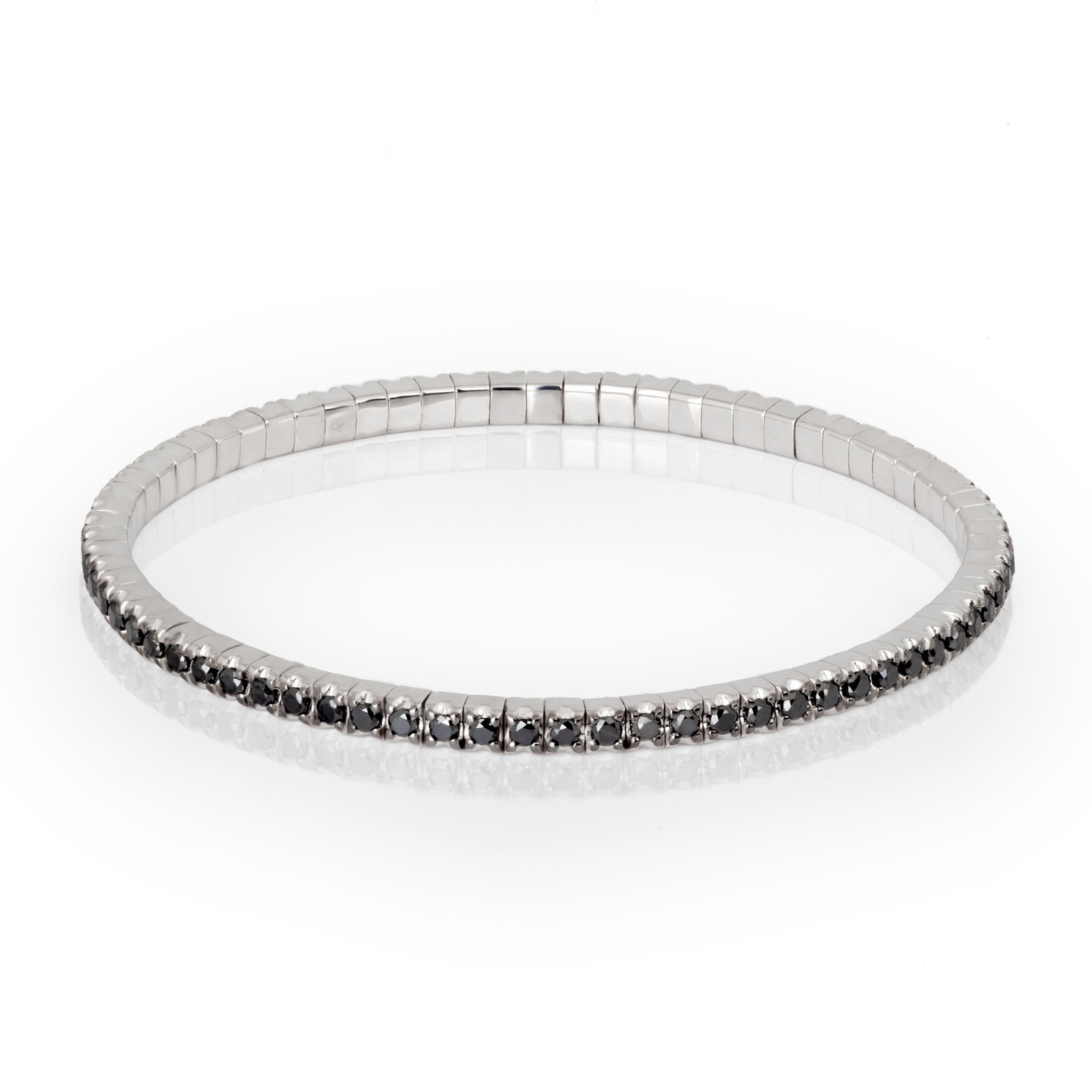 Bracelet TENNIS ELASTICO IN White Gold 9 KT and Diamonds BLACK