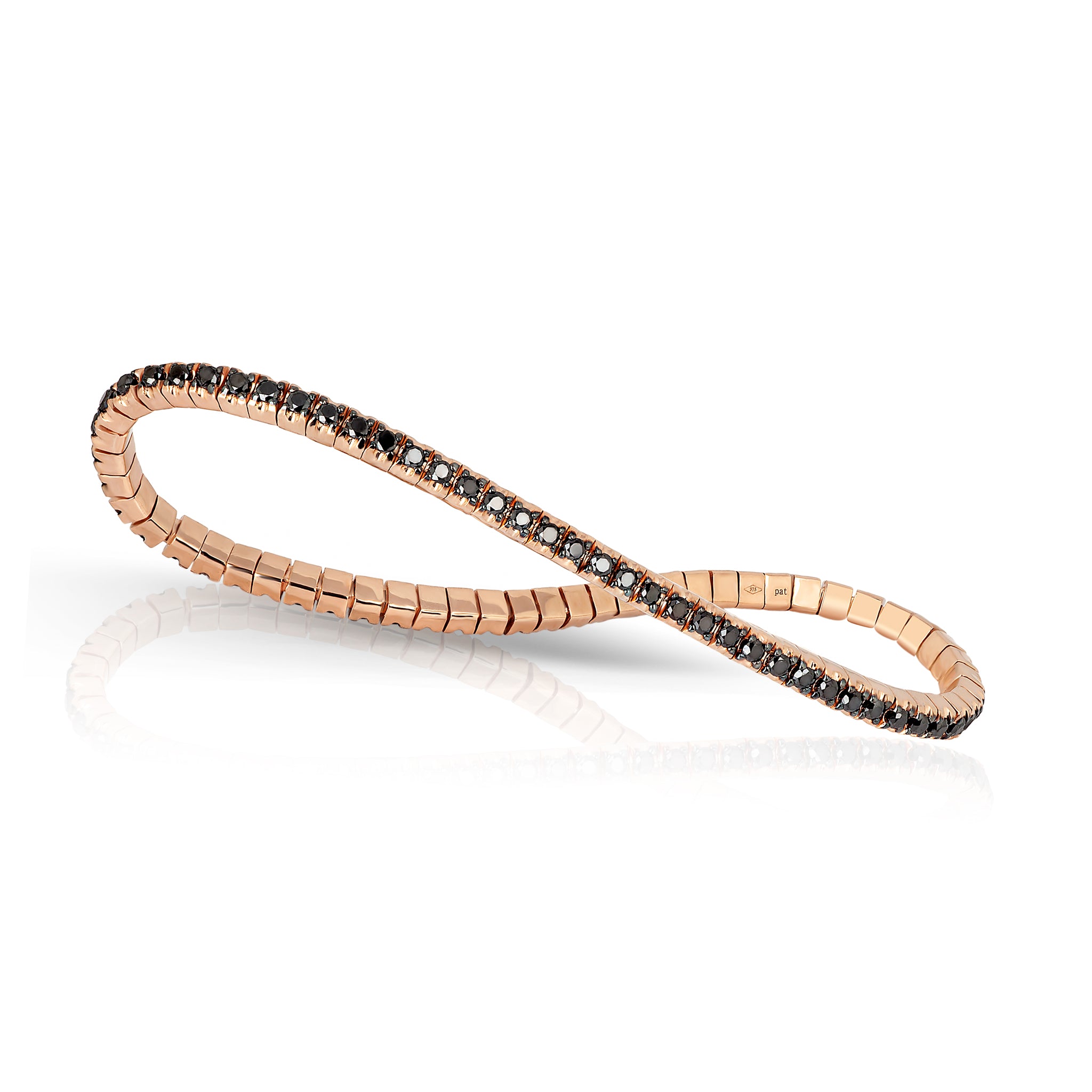 Bracelet TENNIS LOOP IN Rose Gold 9 KT and Diamonds BLACK