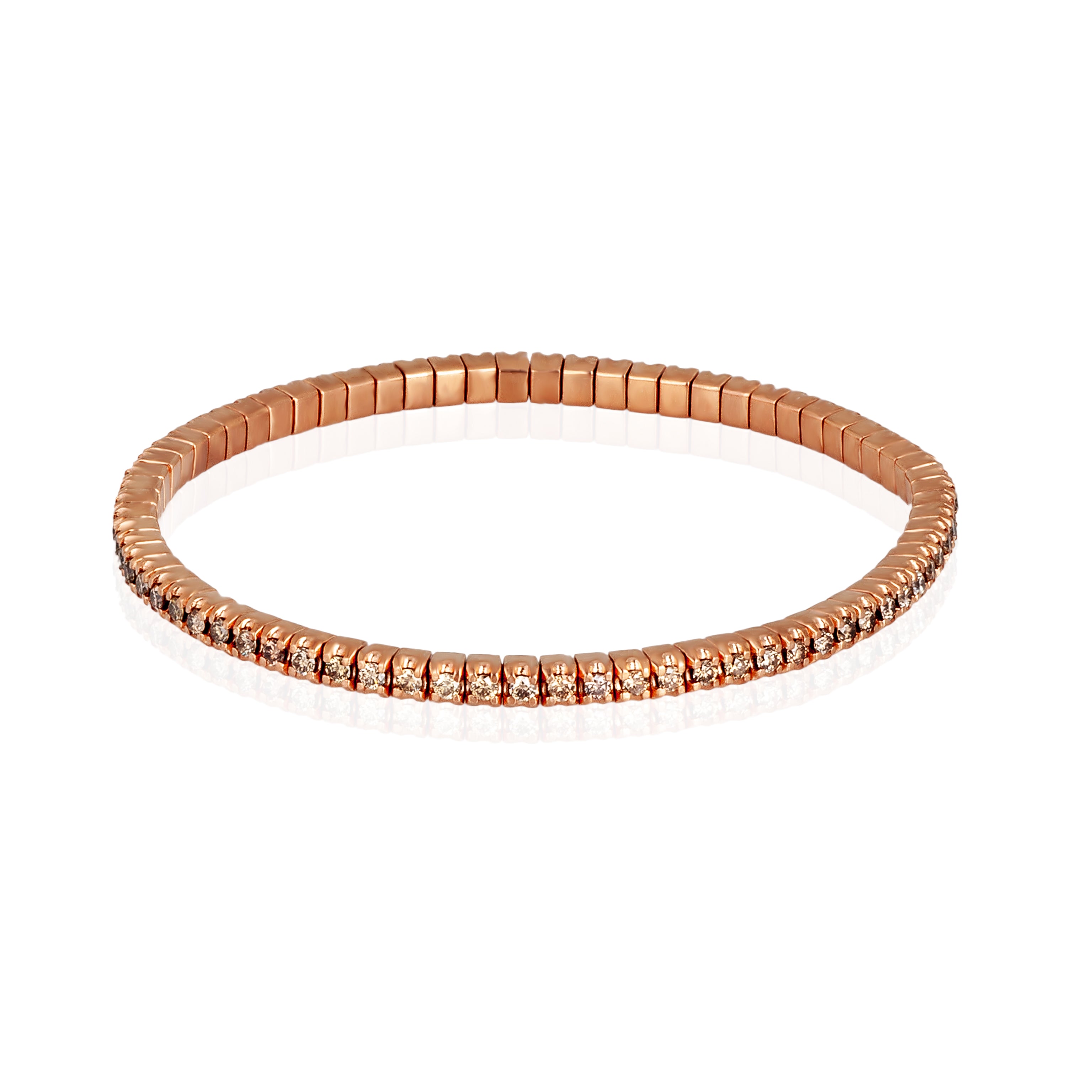 Bracelet TENNIS LOOP IN Rose Gold 9 KT and Diamonds BROWN