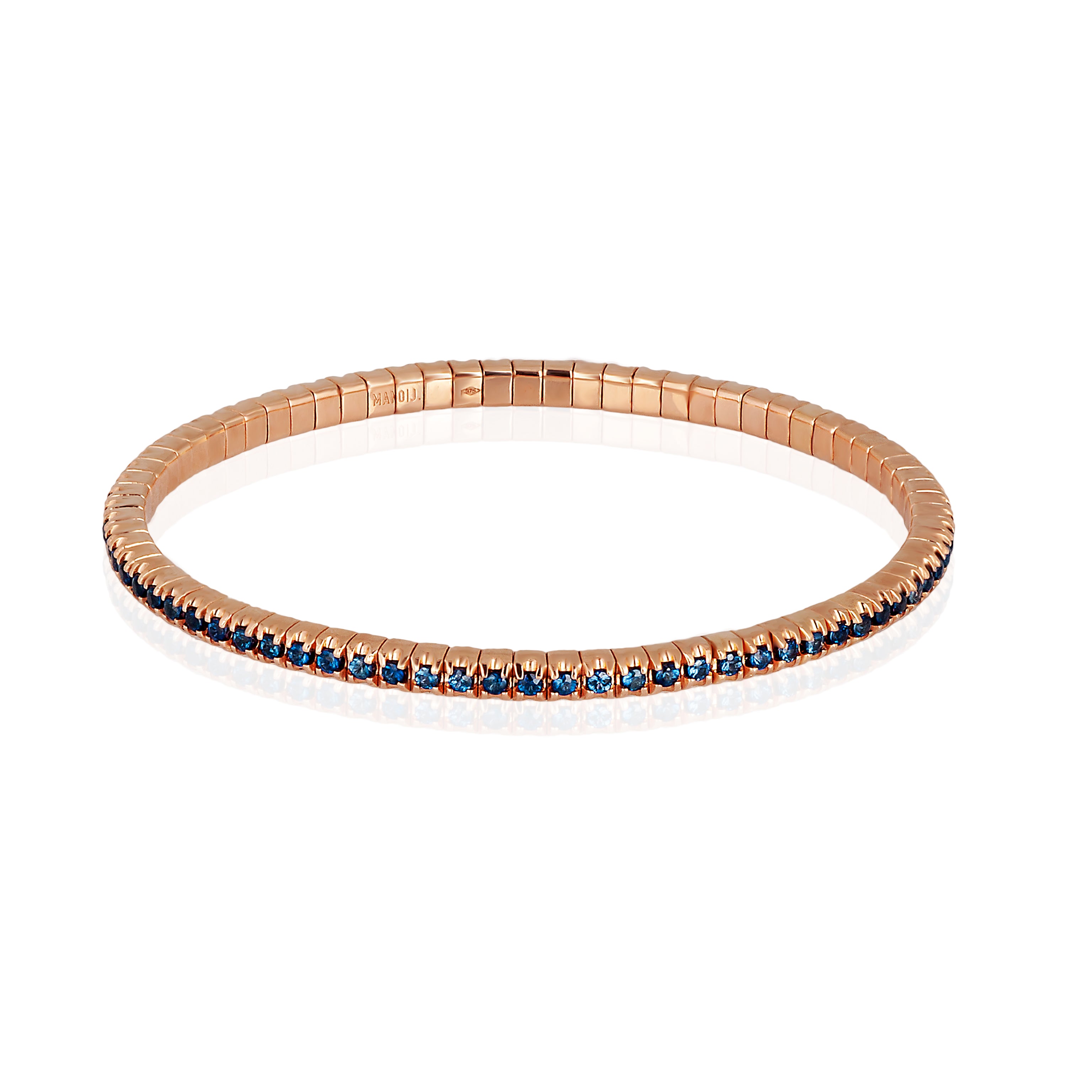 Bracelet TENNIS ELASTICO IN White Gold 9 KT and ZAFFIRI BLU