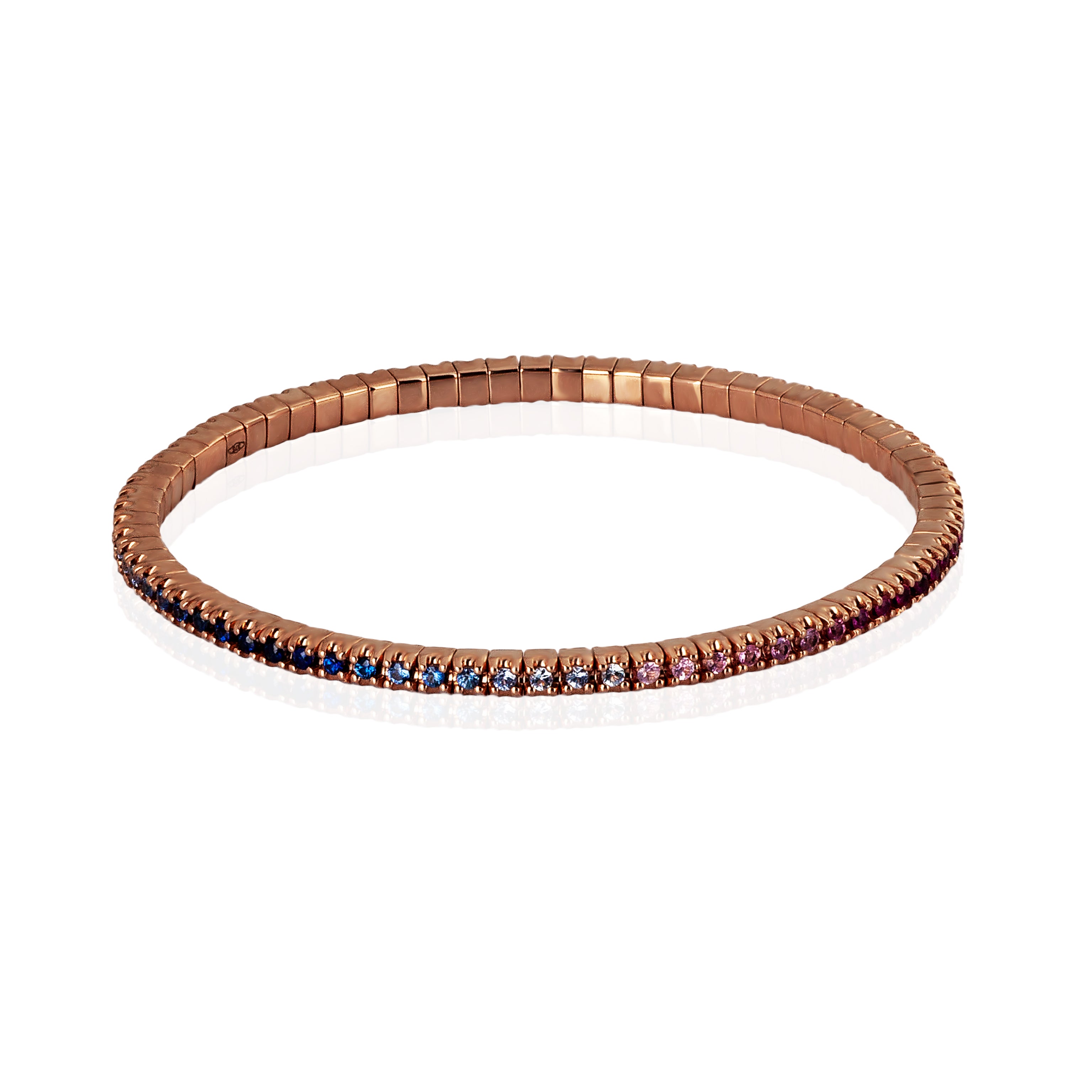 Bracelet TENNIS ELASTICO IN Rose Gold 9 KT and ZAFFIRI RAINBOW MULTICOLOR