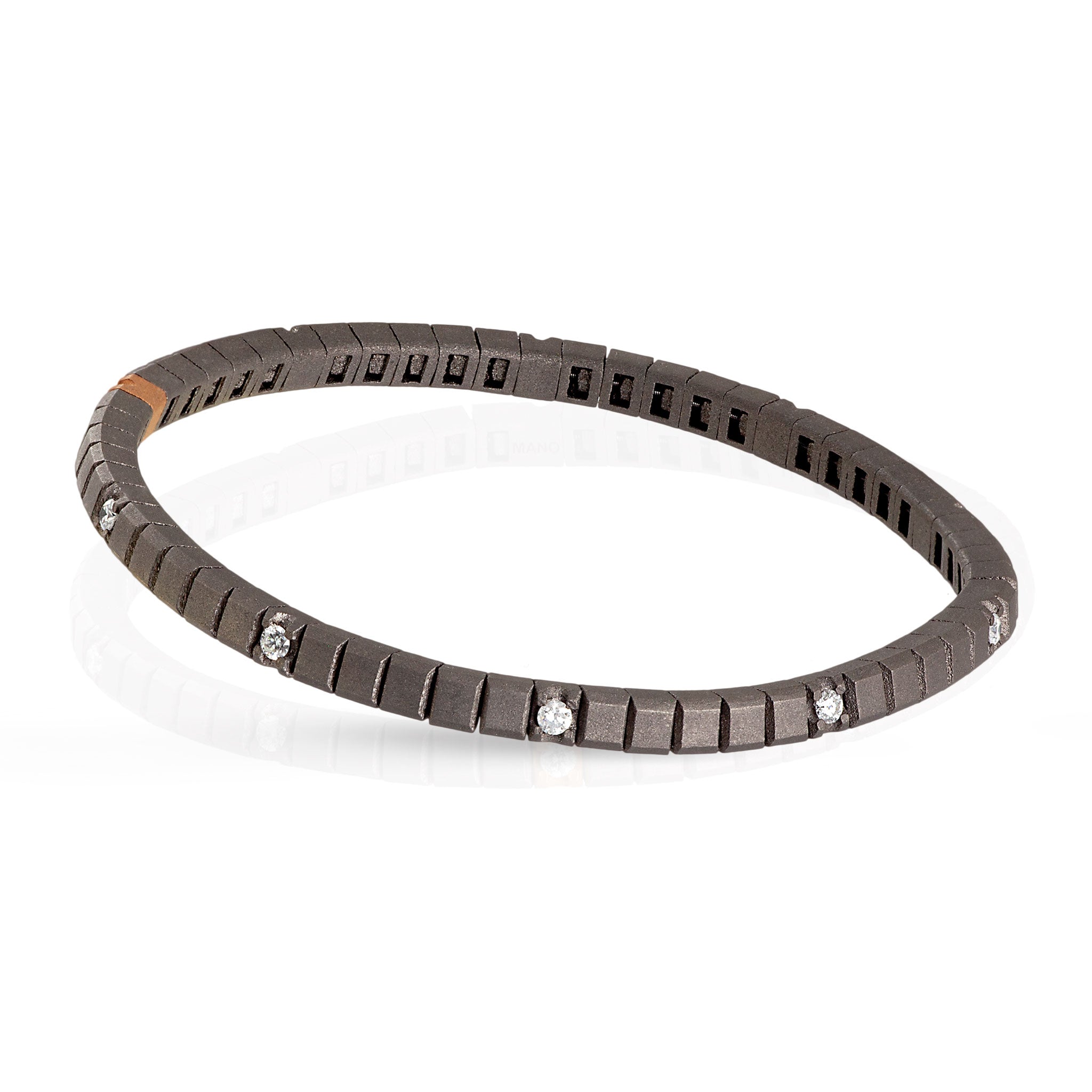 Bracelet TENNIS LINEA ELASTICA IN Titanium, Rose Gold 18 KT and 10 Diamonds WHITE by 5 PUNTI.