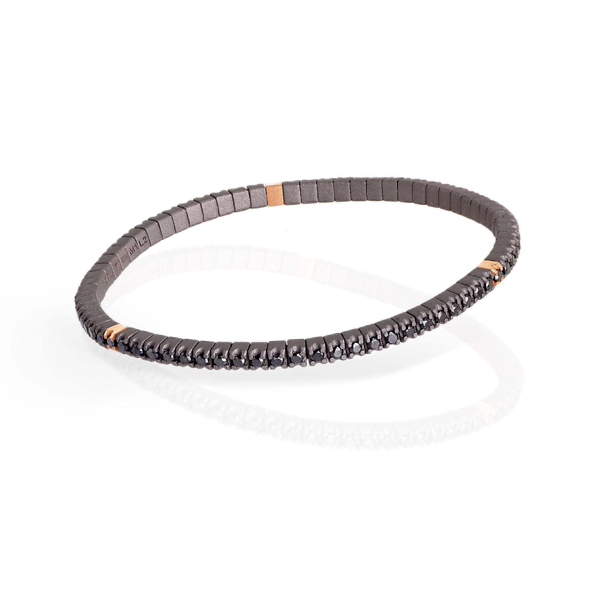Bracelet TENNIS IN Titanium, 3 CASTONI IN Rose Gold 18 KT and Diamonds BLACK