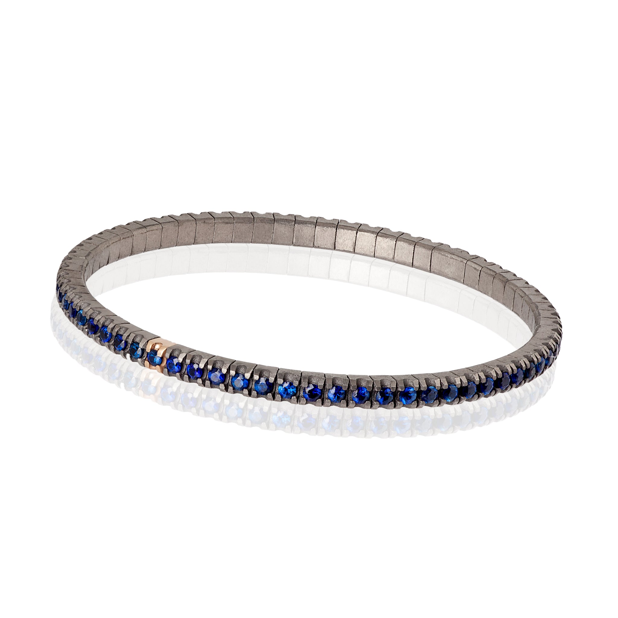 Bracelet TENNIS IN Titanium, Rose Gold 18 KT and ZAFFIRI BLU by 5 PUNTI.