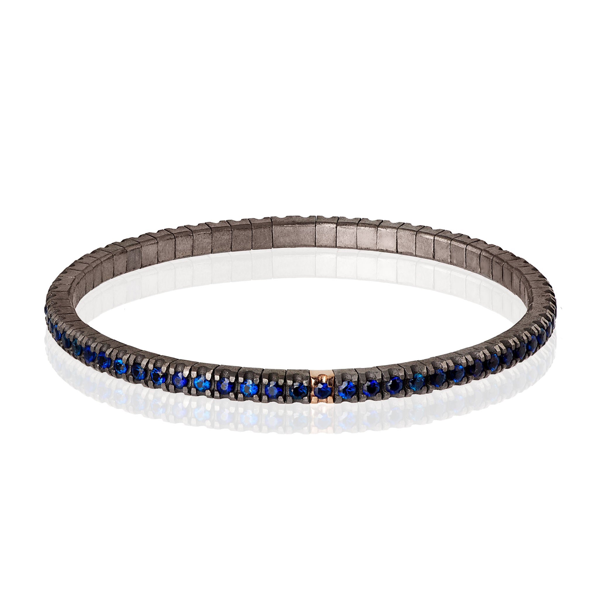Bracelet TENNIS IN Titanium, Rose Gold 18 KT and ZAFFIRI BLU by 5 PUNTI.