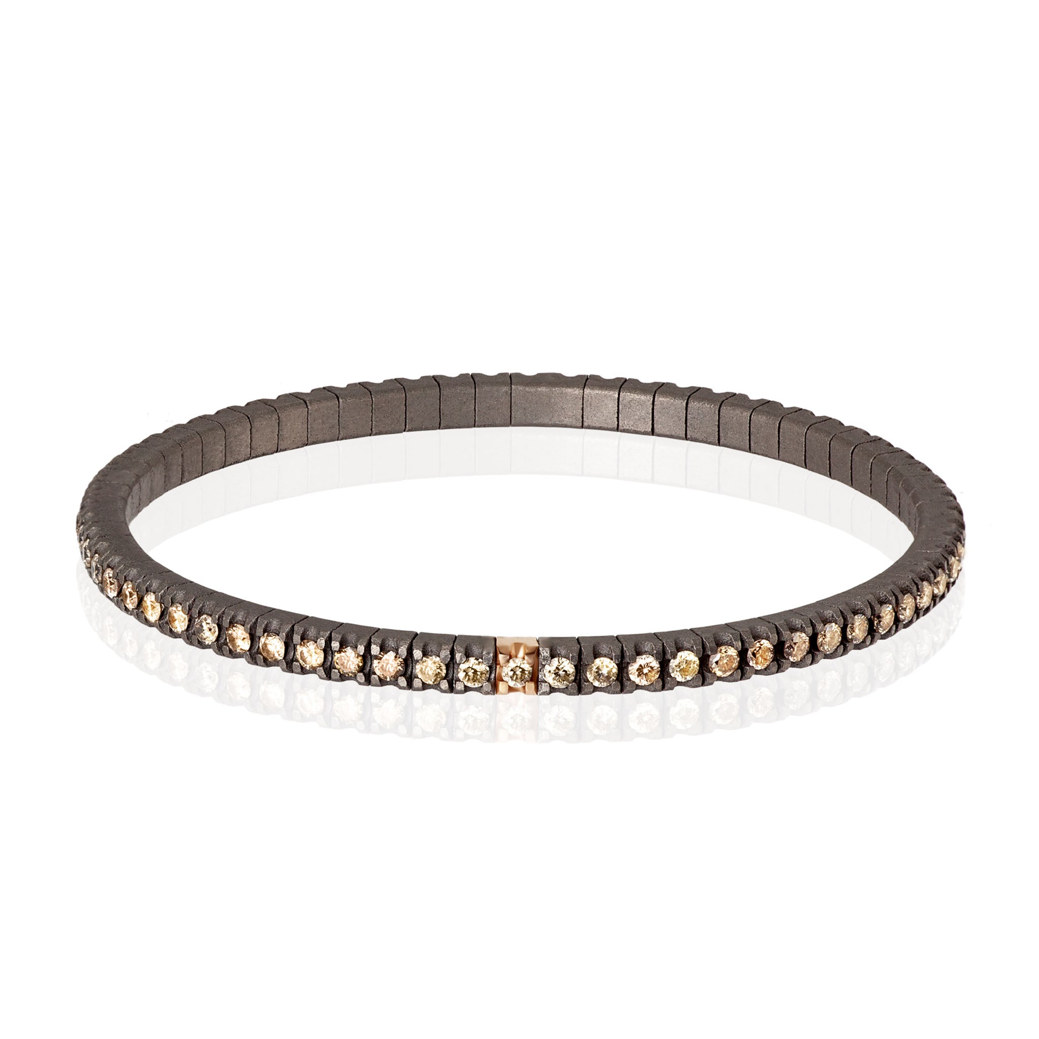 Bracelet TENNIS LINEA ELASTICA IN Titanium, Rose Gold 18 KT and Diamonds BROWN by 3 PUNTI.