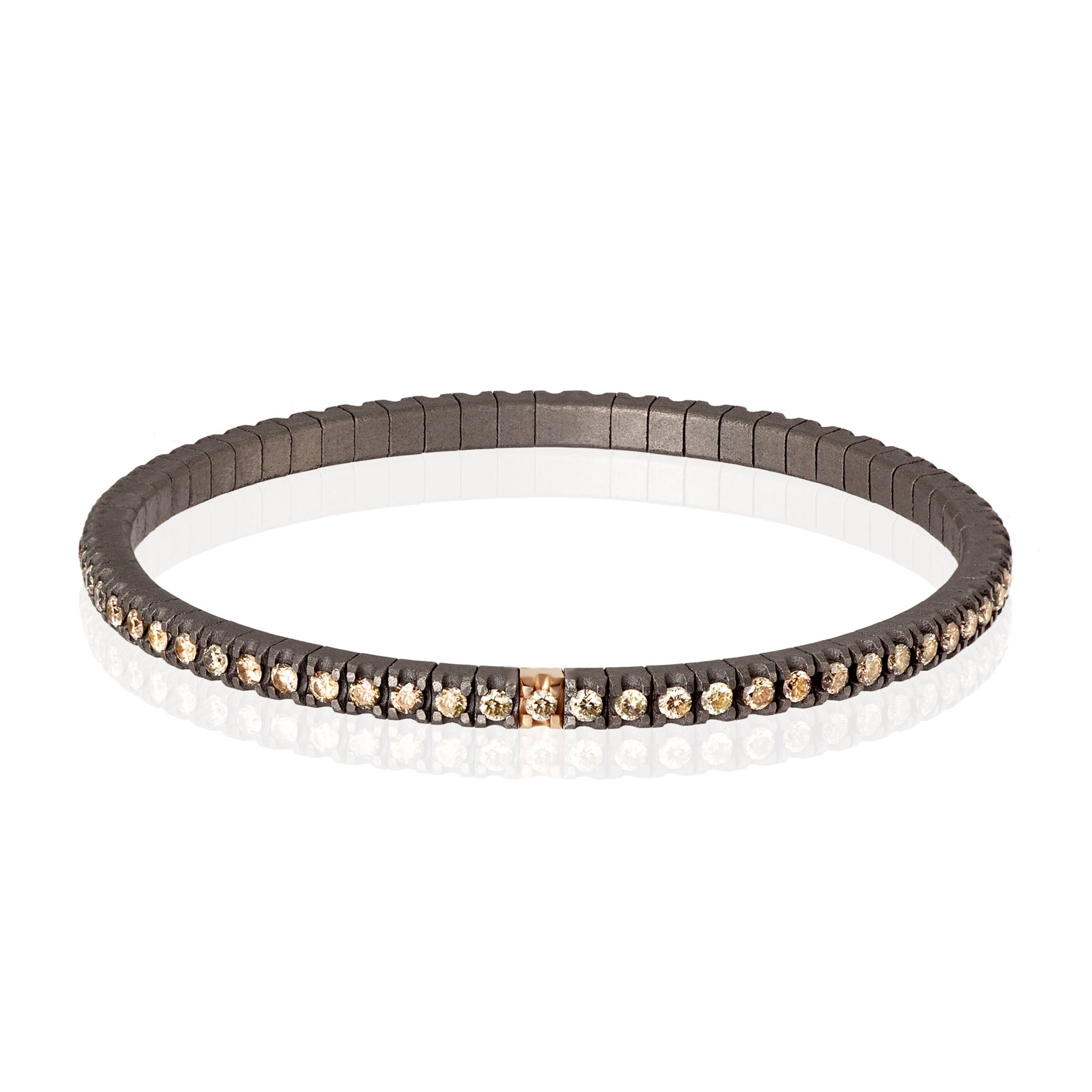 Bracelet TENNIS IN Titanium, Rose Gold 18 KT and Diamonds BROWN by 5 PUNTI.