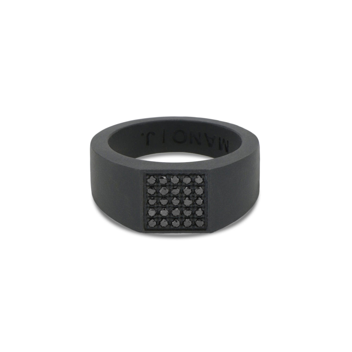 ANELLO UOMO IN TITANIO NERO CON PAVE' DI 25 DIAMANTI BLACK