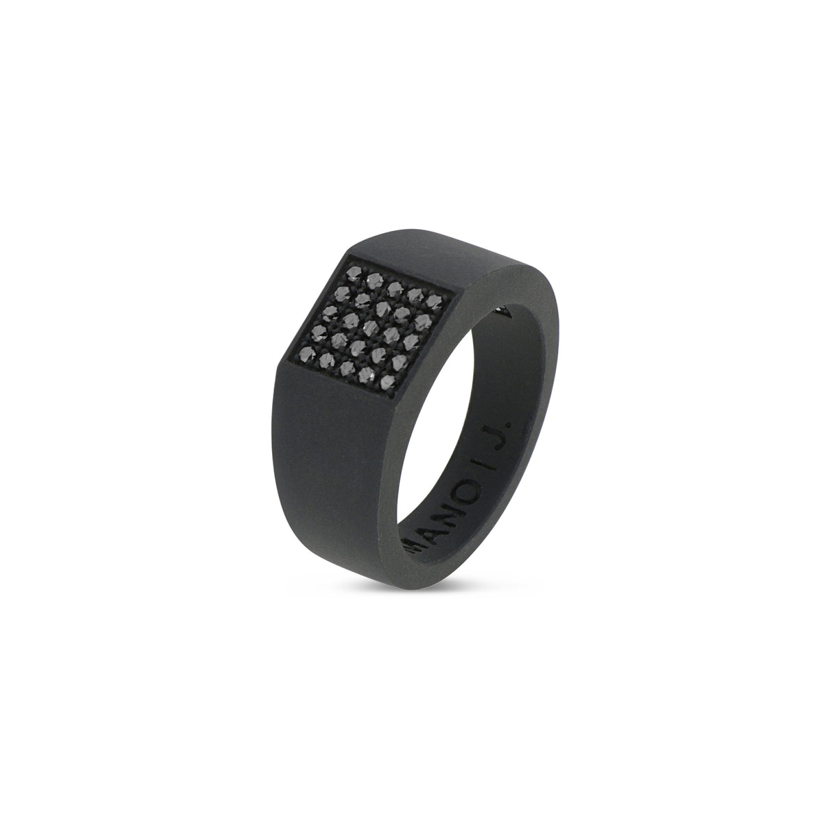 ANELLO UOMO IN TITANIO NERO CON PAVE' DI 25 DIAMANTI BLACK