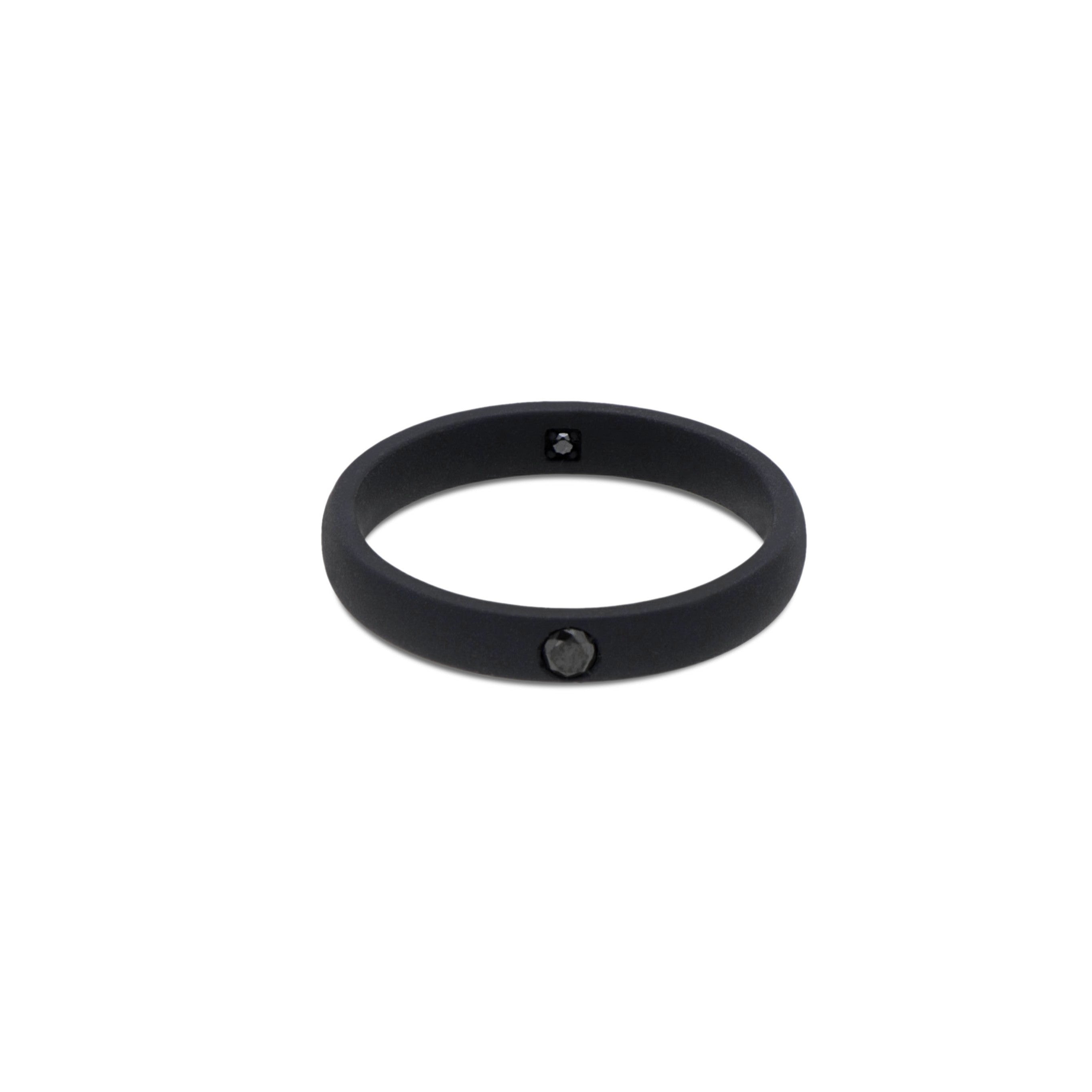 Solitaire ring UOMO IN Titanium NERO with Diamond BLACK by 10 PUNTI