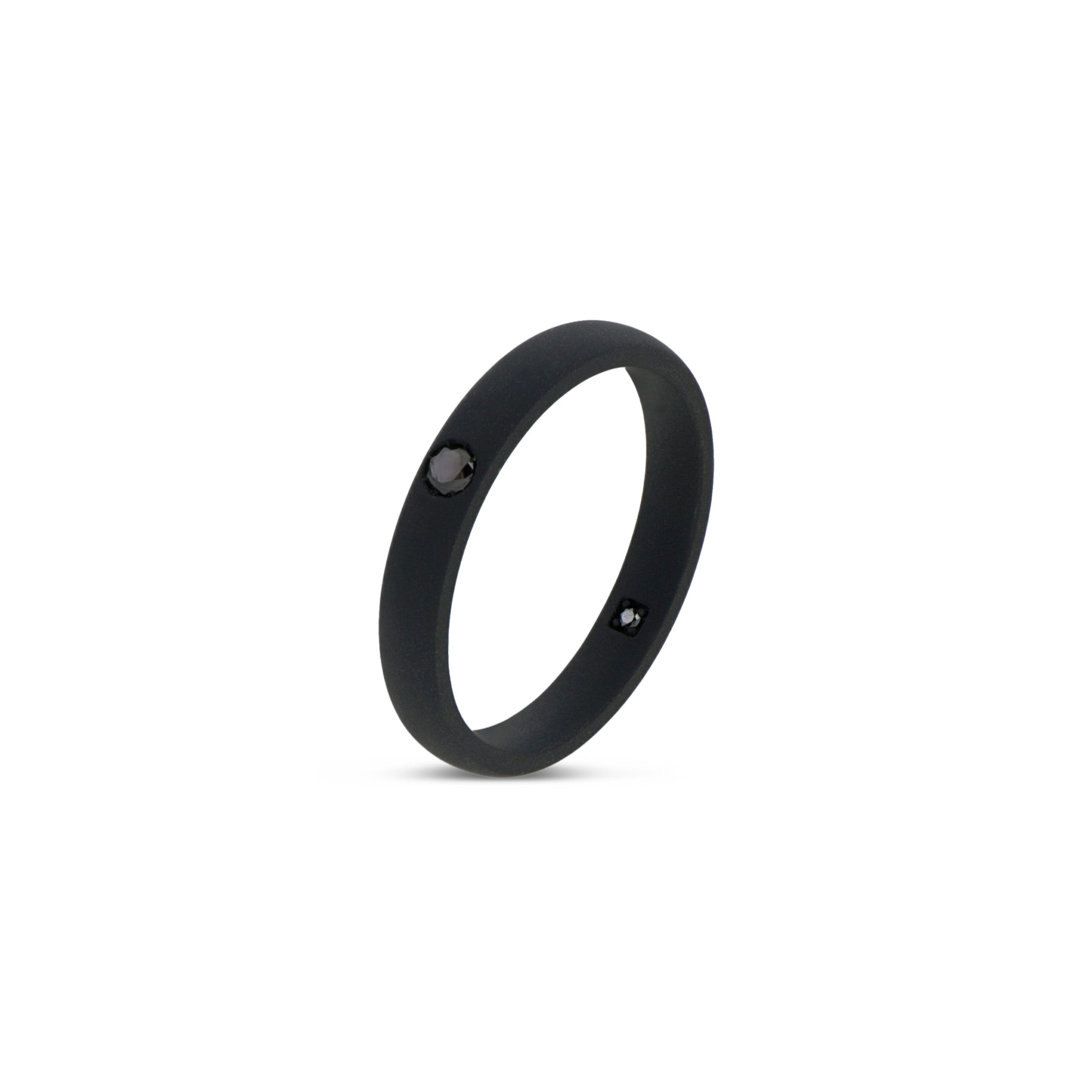 Solitaire ring UOMO IN Titanium NERO with Diamond BLACK by 10 PUNTI