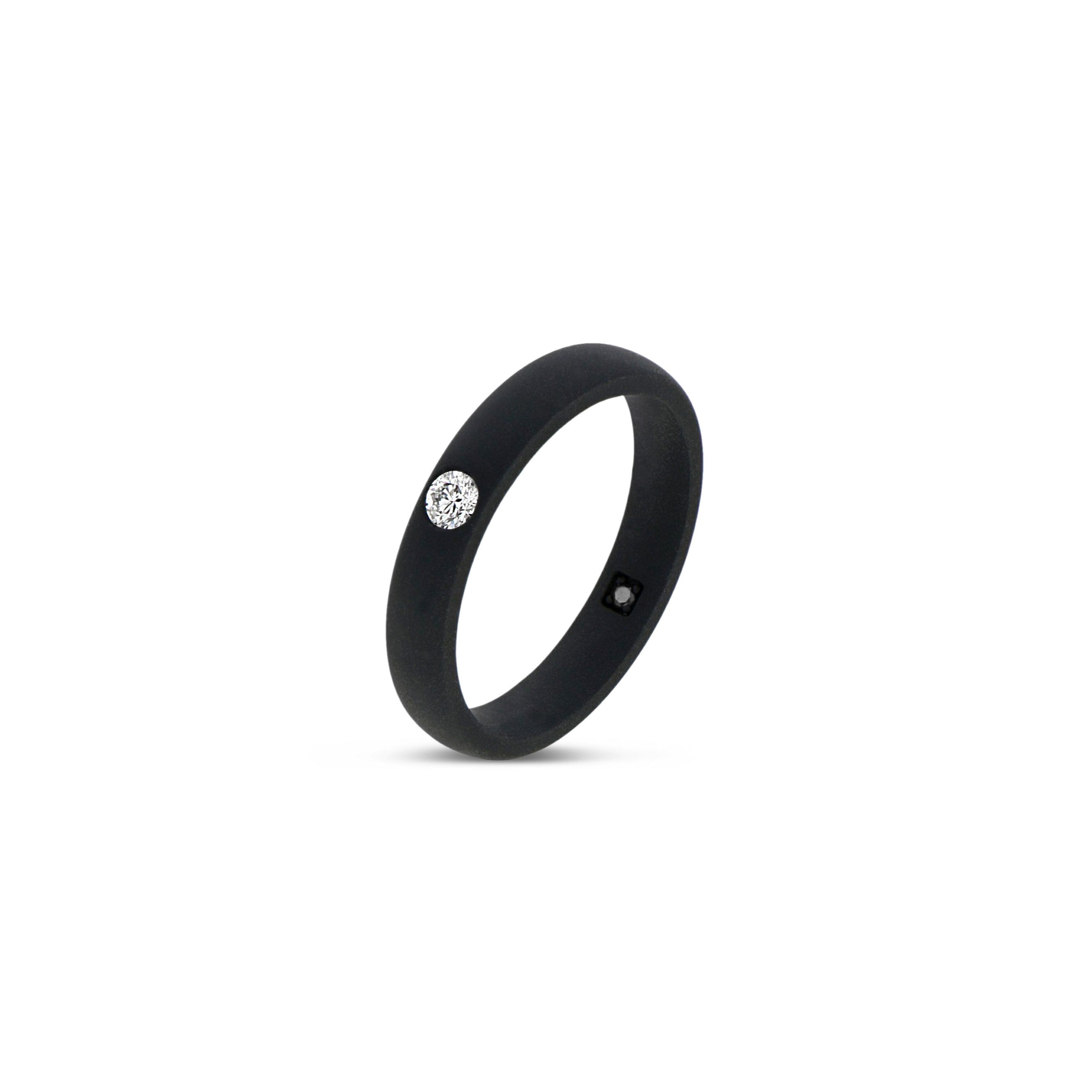 Solitaire ring UOMO IN Titanium NERO with Diamond WHITE by 10 PUNTI