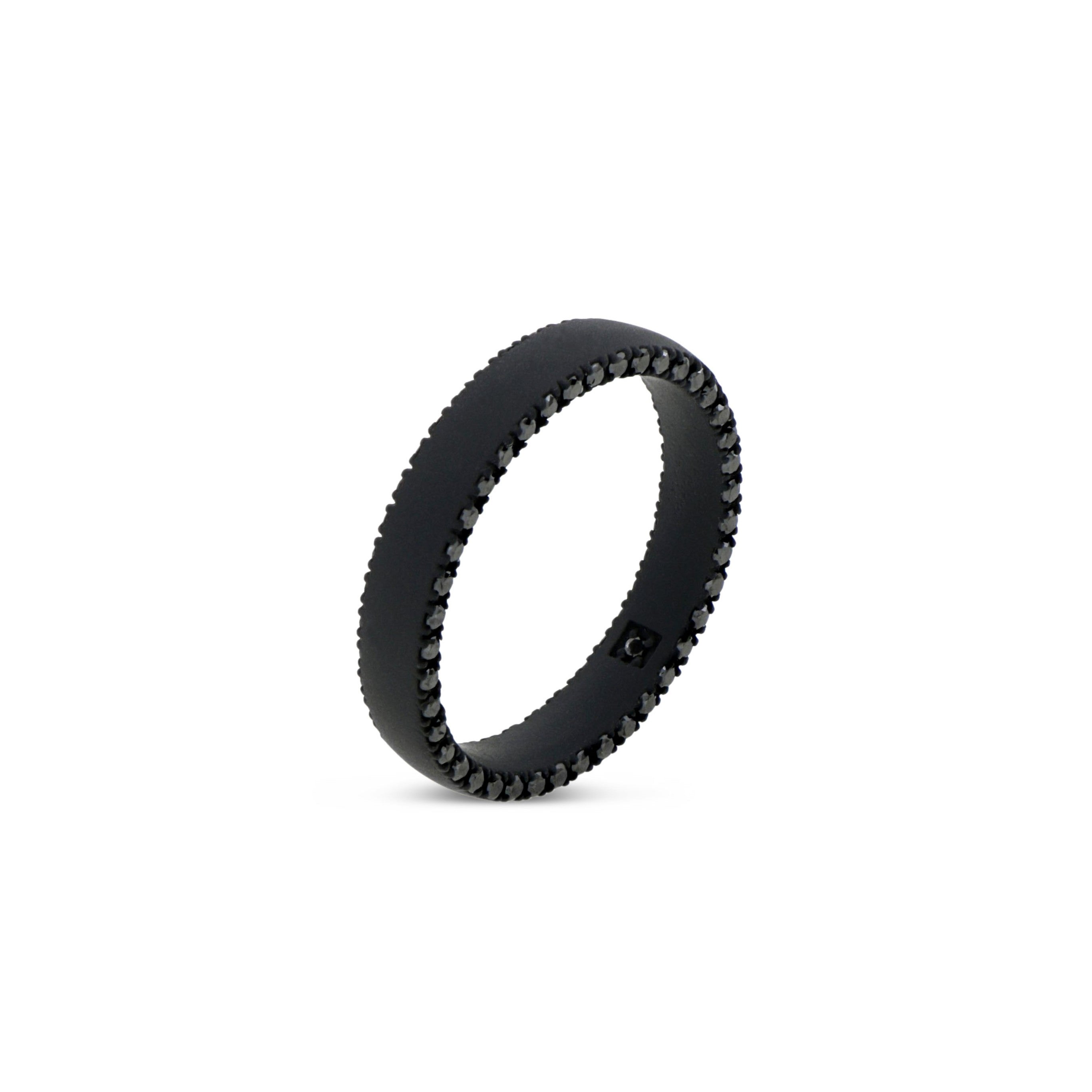 Band MATRIMONIALE IN Titanium NERO and Diamonds BLACK LATERALI