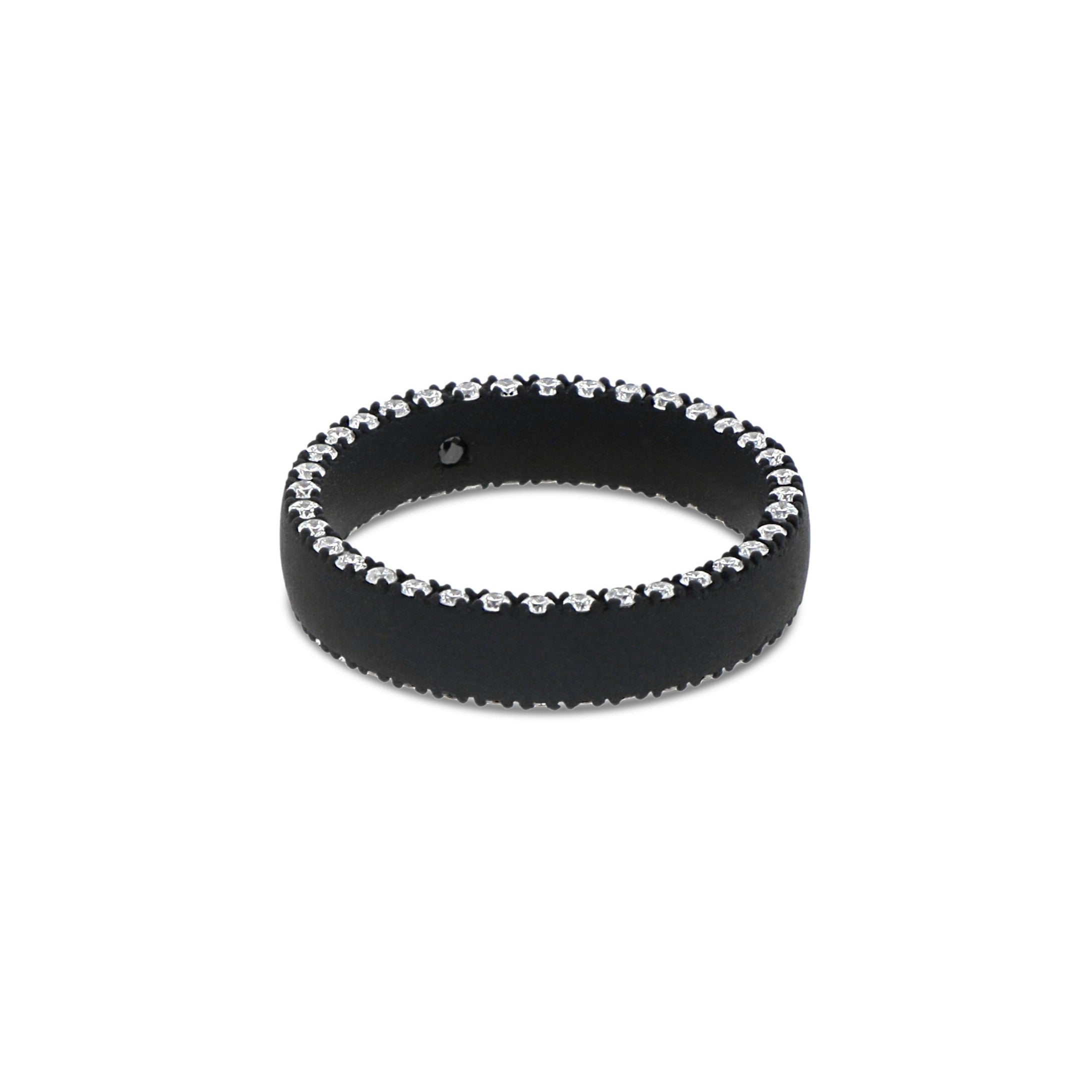 Band MATRIMONIALE IN Titanium NERO and Diamonds WHITE LATERALI