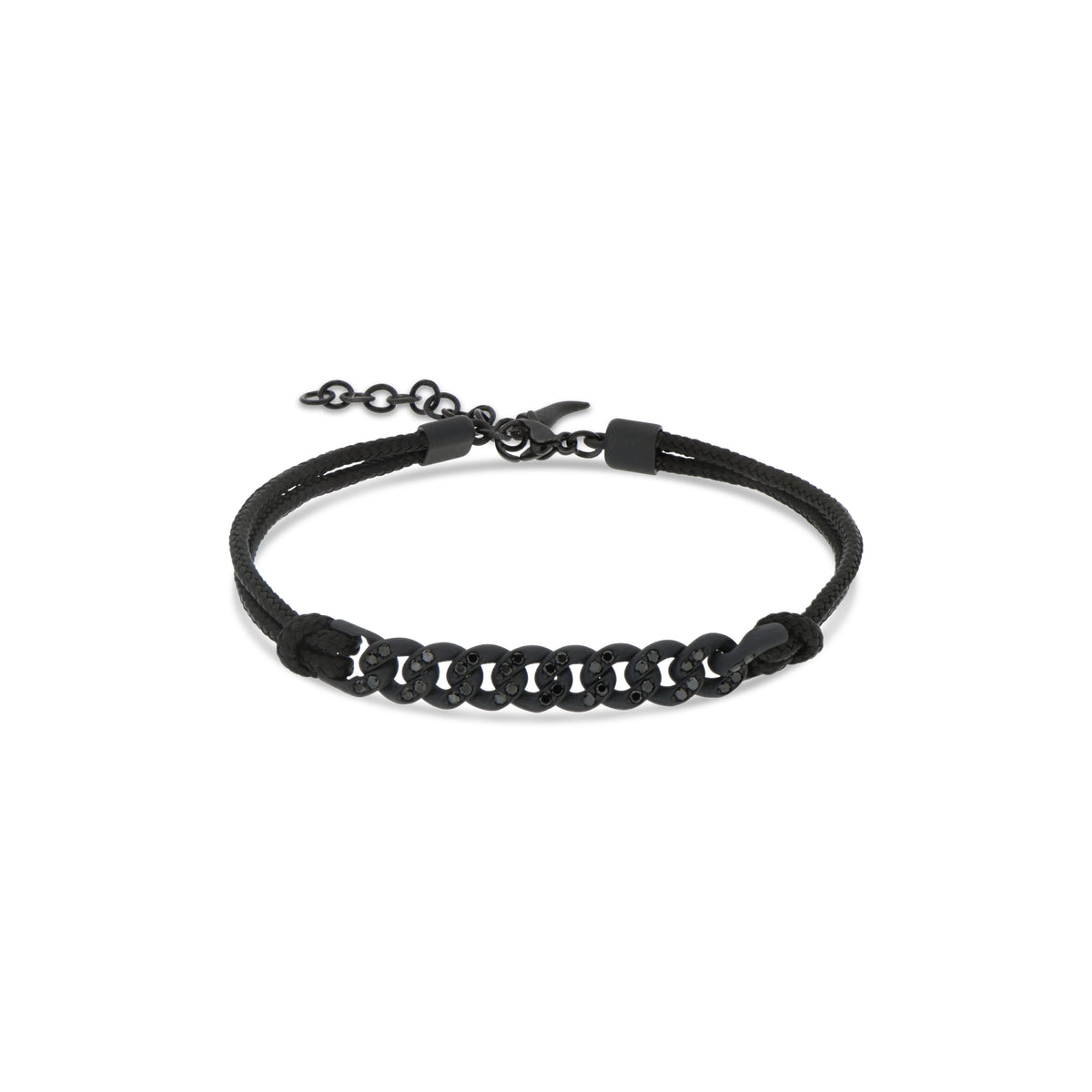 BRACCIALE GROUMETTE NAUTICA IN TITANIO NERO CON DIAMANTI BLACK E LACCIO NERO