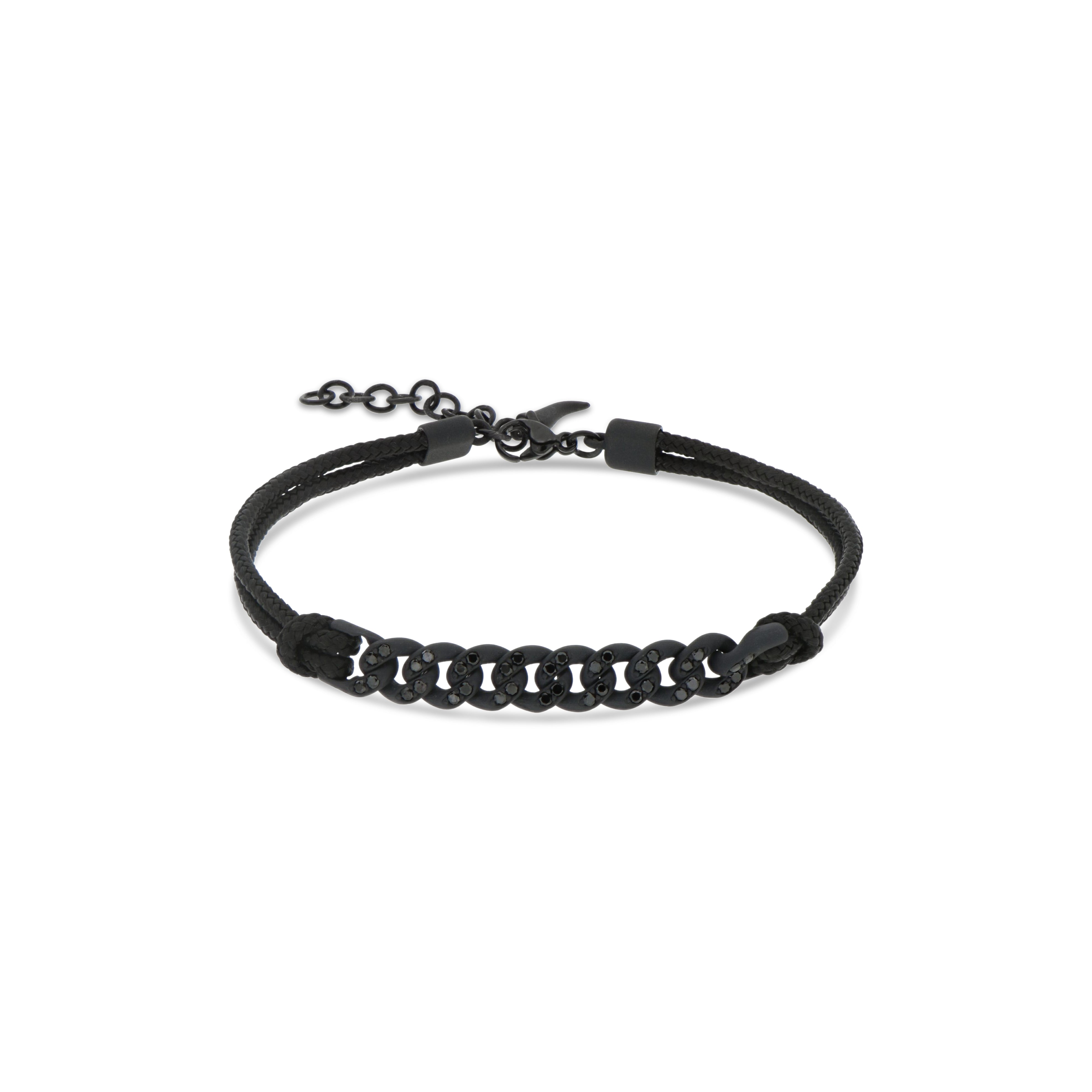 BRACCIALE GROUMETTE NAUTICA IN TITANIO NERO CON DIAMANTI BLACK E LACCIO NERO