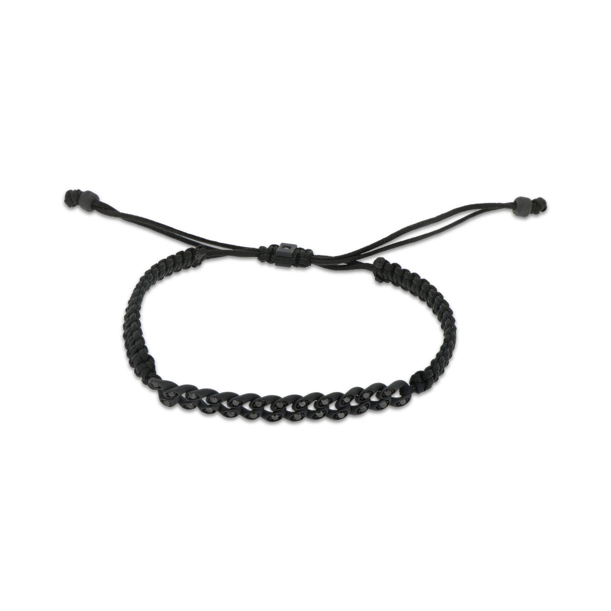 BRACCIALE GROUMETTE NAUTICA MINI IN TITANIO NERO CON DIAMANTI BLACK E LACCIO NERO INTRECCIATO