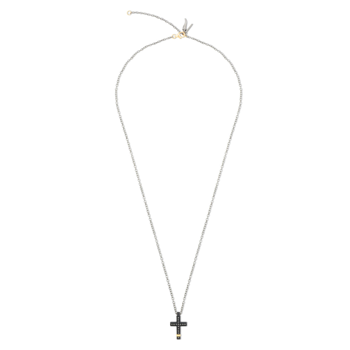 COLLANA CON CROCE IN TITANIO NERO, ORO ROSSO E DIAMANTI BLACK